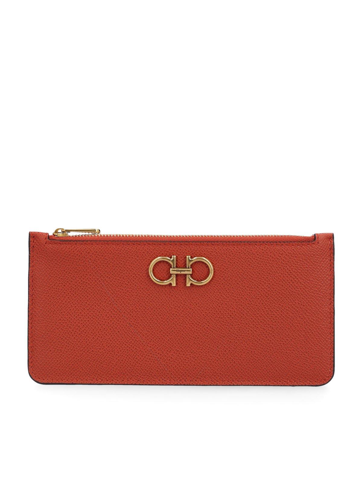 Shop Ferragamo Gancini Zipped Card Holder In Black