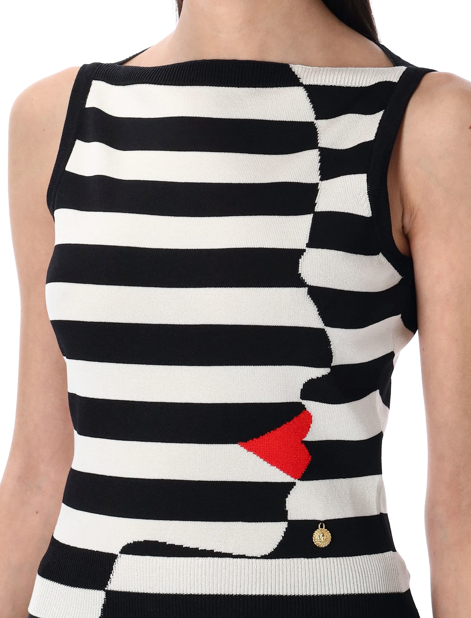 Balmain Knit Marinière Top With Face Motif In Black