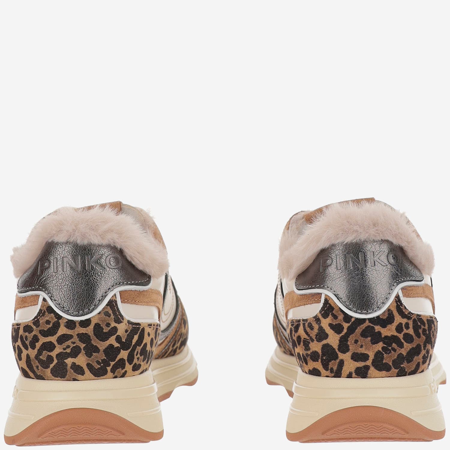 Pinko Zoe 01 Leather Sneakers With Leapadrata Pattern In Red