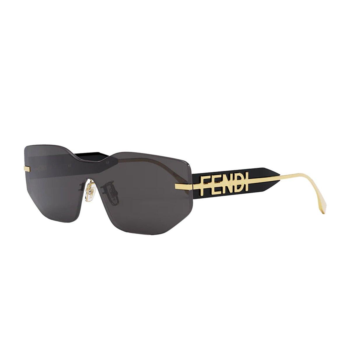 Shop Fendi Shield Frame Sunglasses In 30a - Black