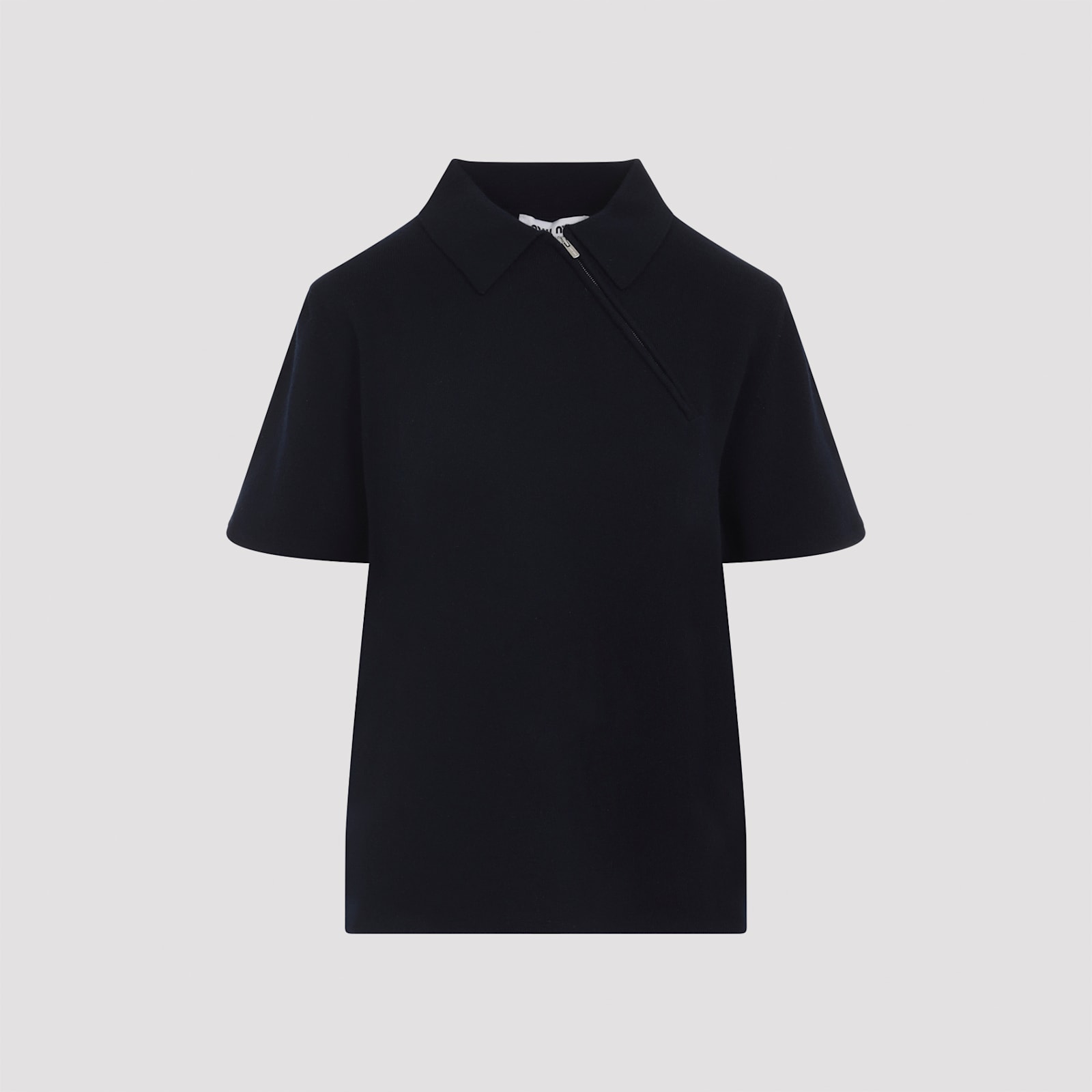 Miu Miu Short Sleeve Polo Shirt With Collar Design In Black