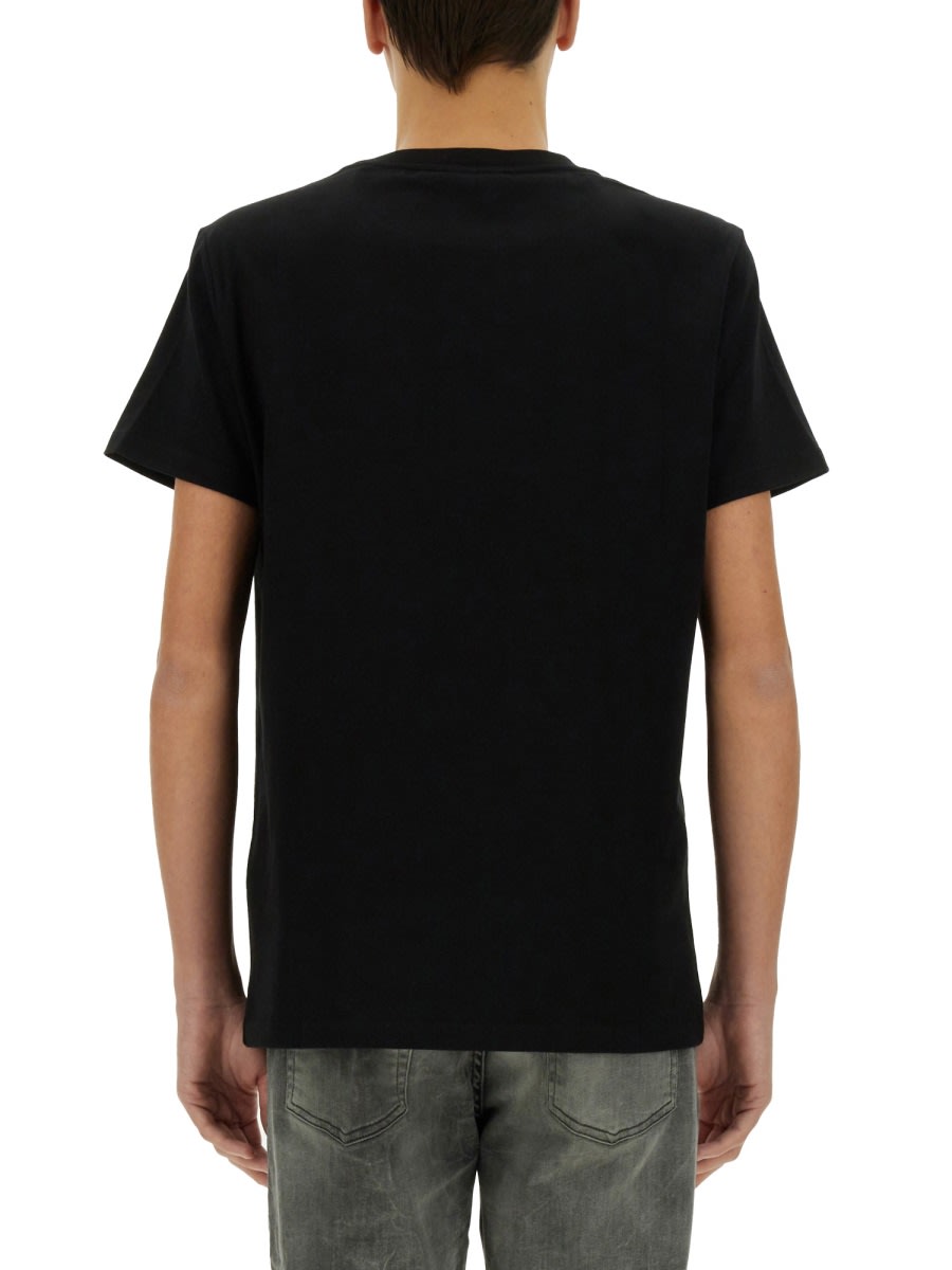Balmain Couture Label Round Neck Slim Fit T-shirt In Black