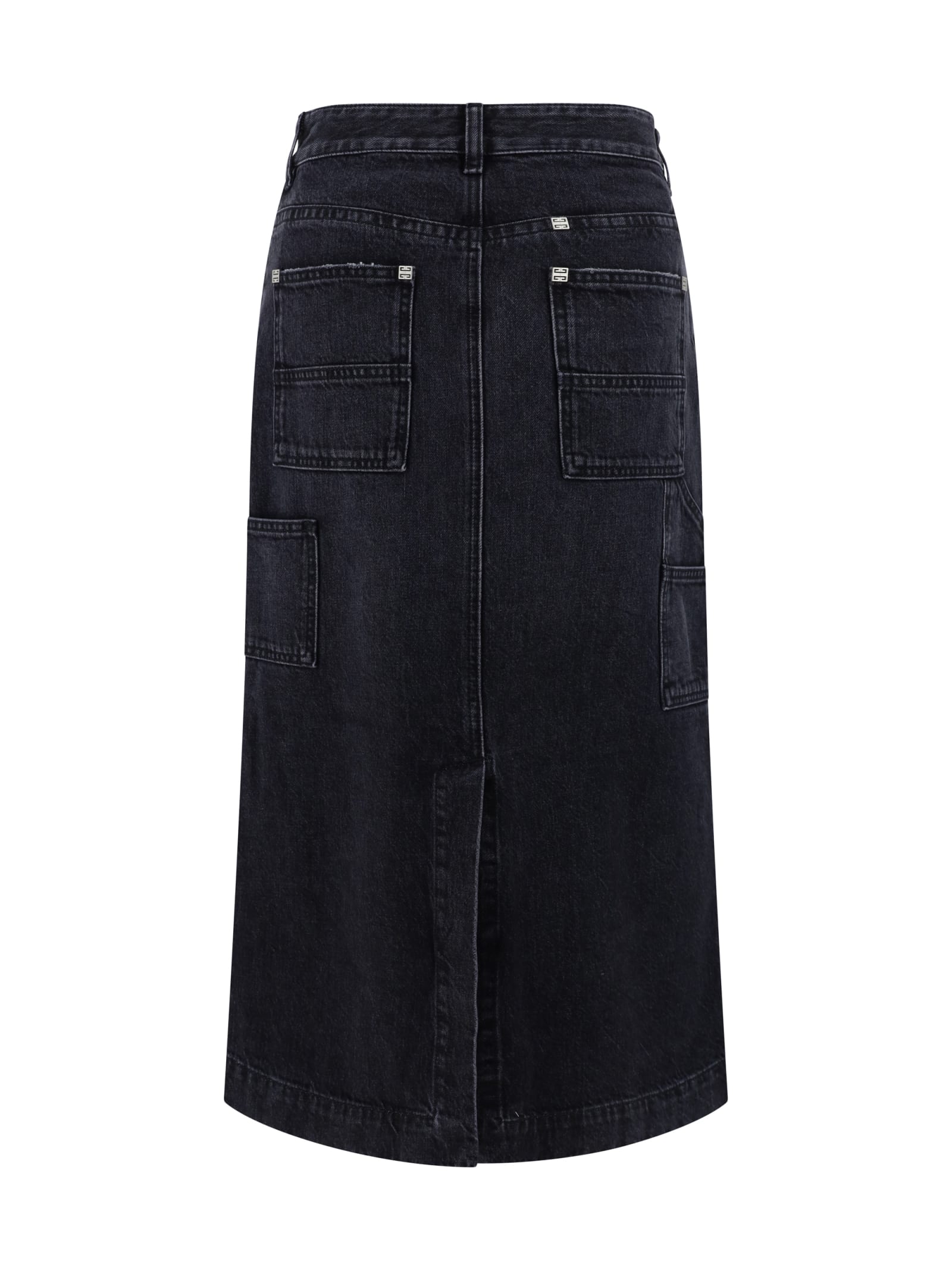Shop Givenchy Denim Skirt In Faded Black