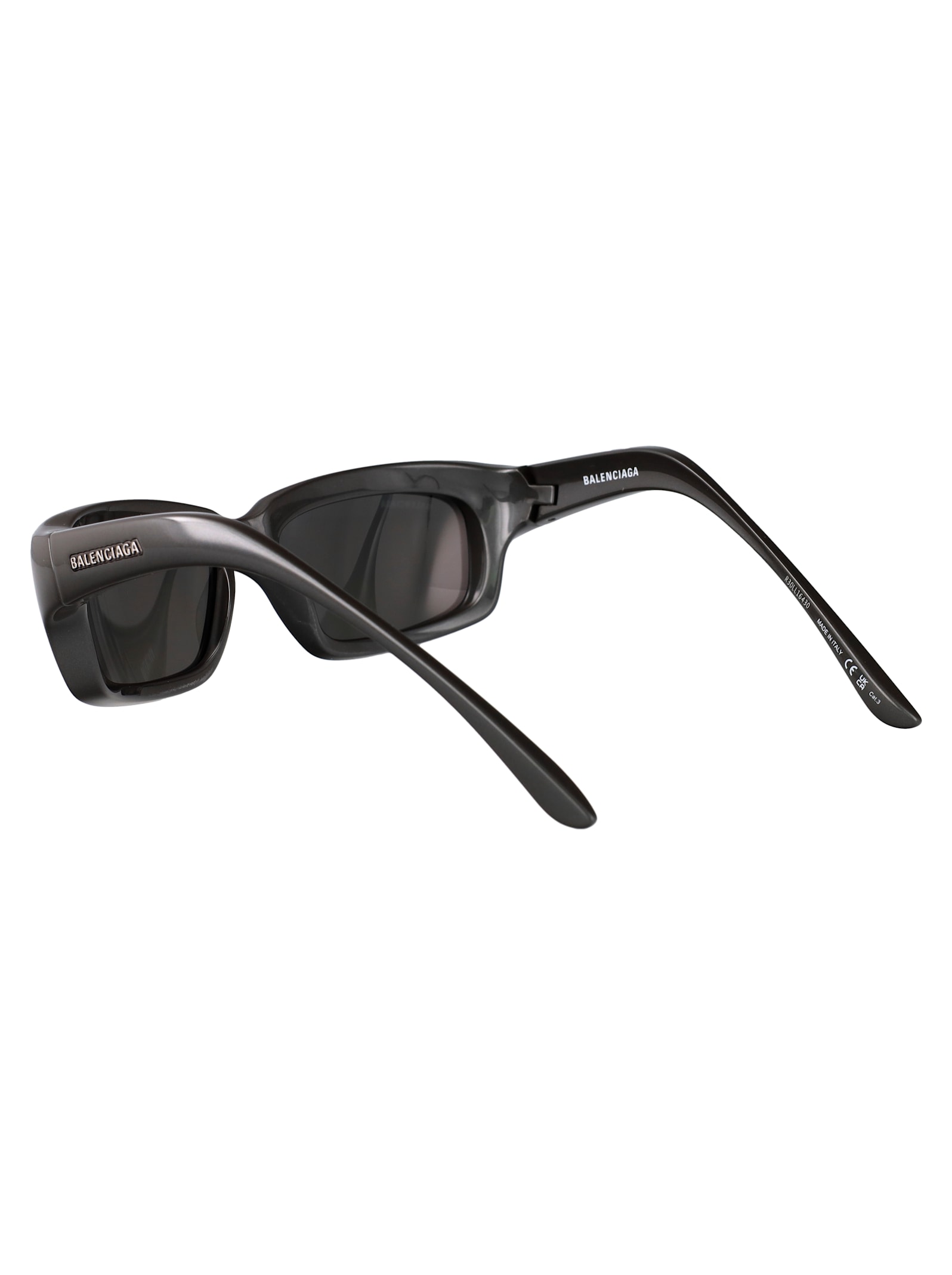 Balenciaga Grey-grey-white Bio Injection Sunglasses In Black