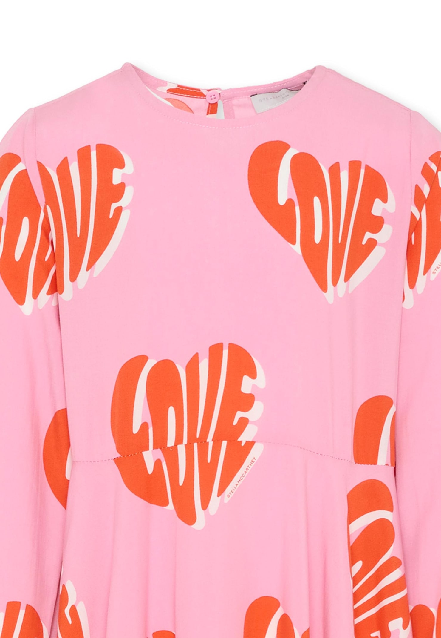 Stella Mccartney Pink Dress With Love Print For Girl In Pink