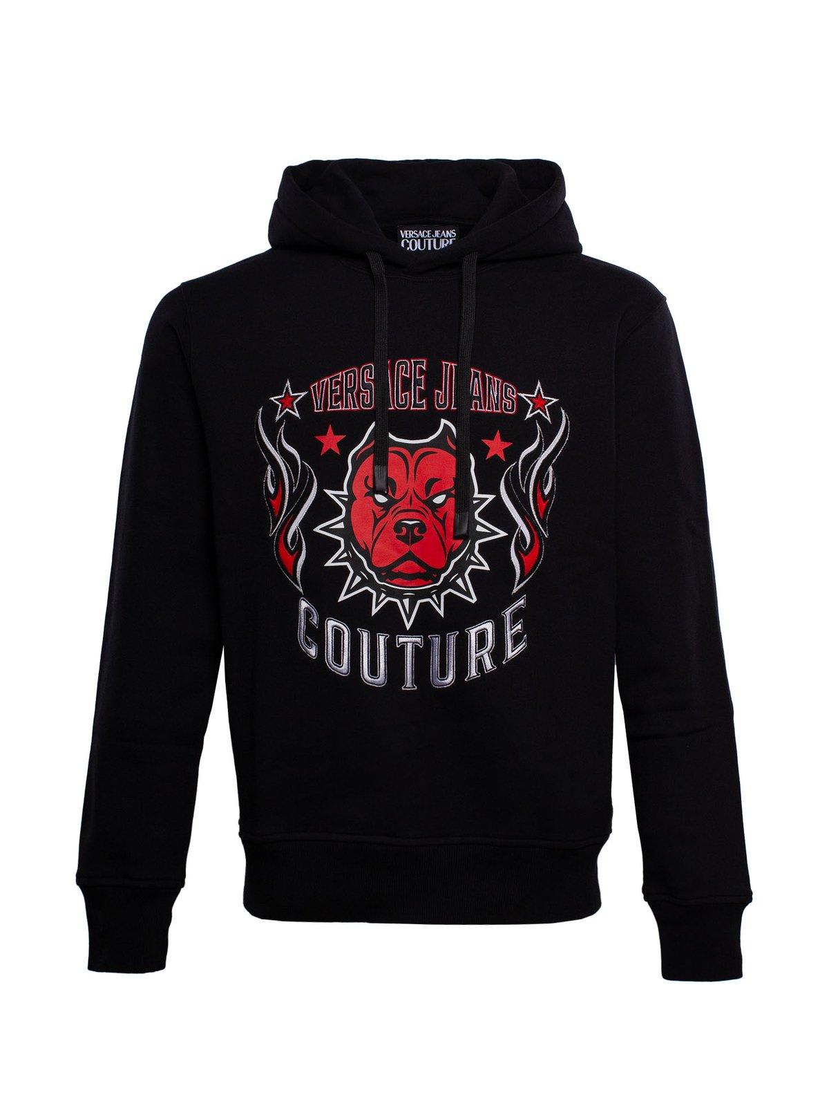 VERSACE JEANS COUTURE GRAPHIC PRINTED DRAWSTRING HOODIE