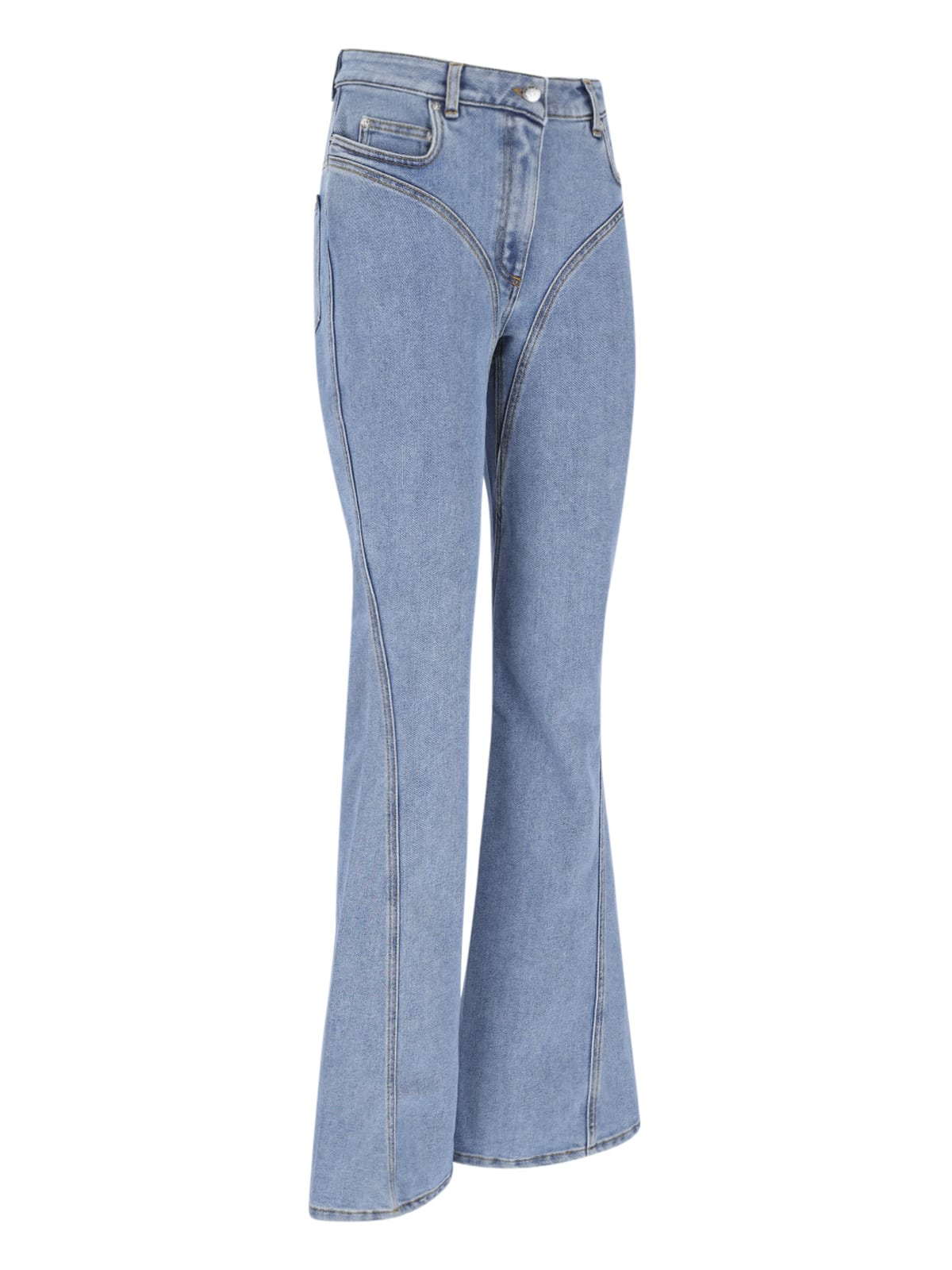 Shop Mugler Jeans Flare In Light Blue