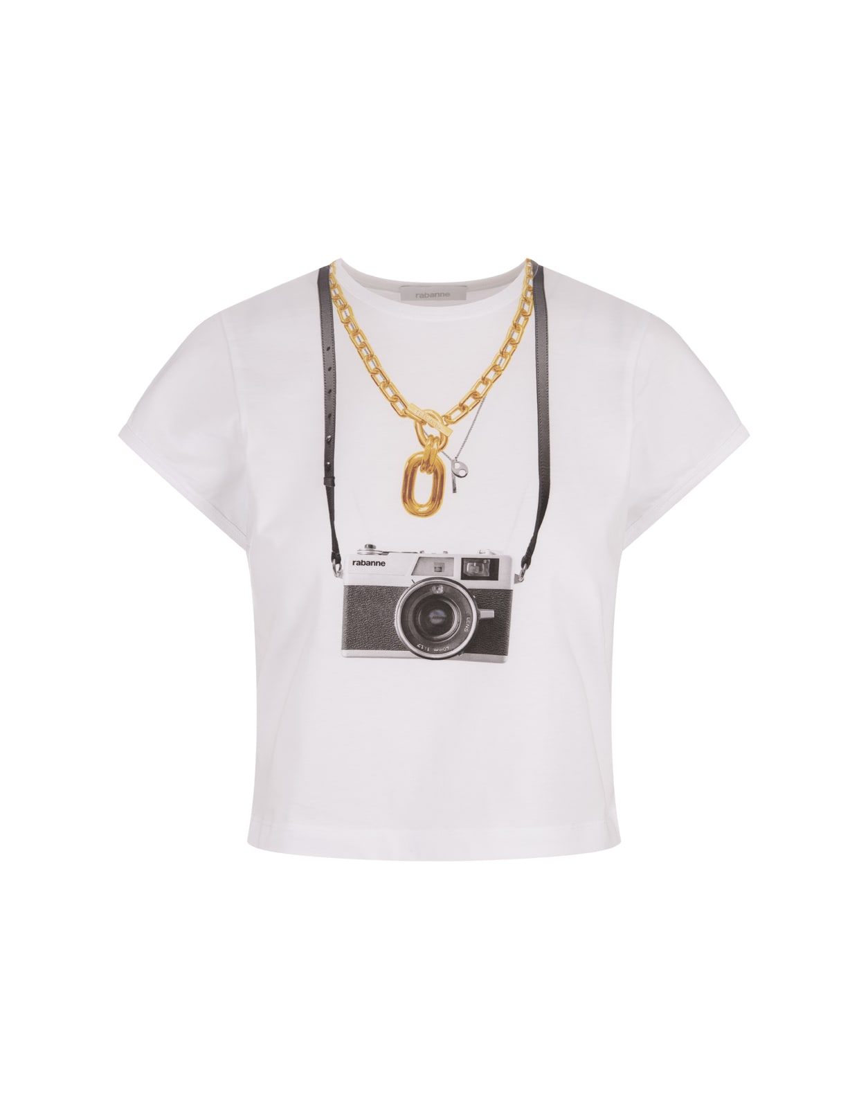 White Short T-shirt With Graphic Print