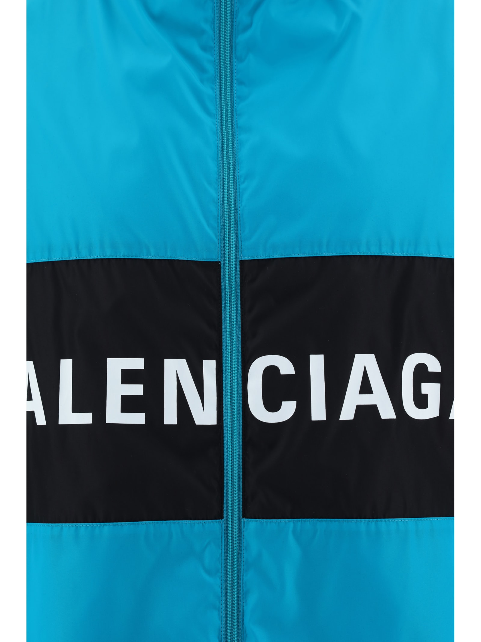 Balenciaga Windbreaker Logo Jacket In Blue