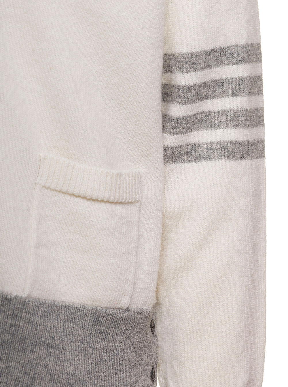 Thom Browne Jersey Stitch Raglan Sleeve Relaxed V Neck Cardigan In