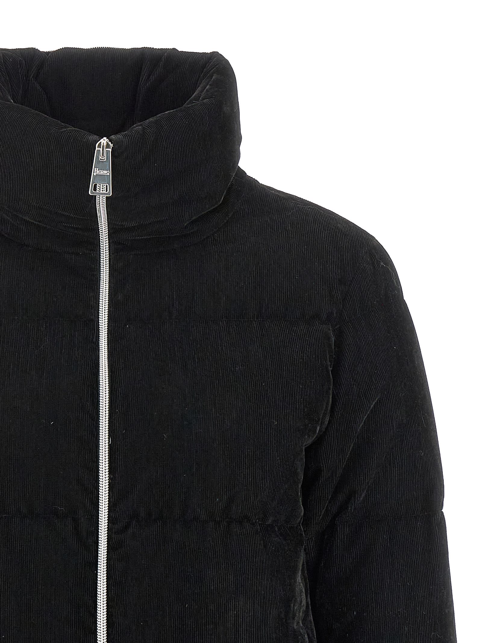 Herno Cape In Marbled Velvet In Black