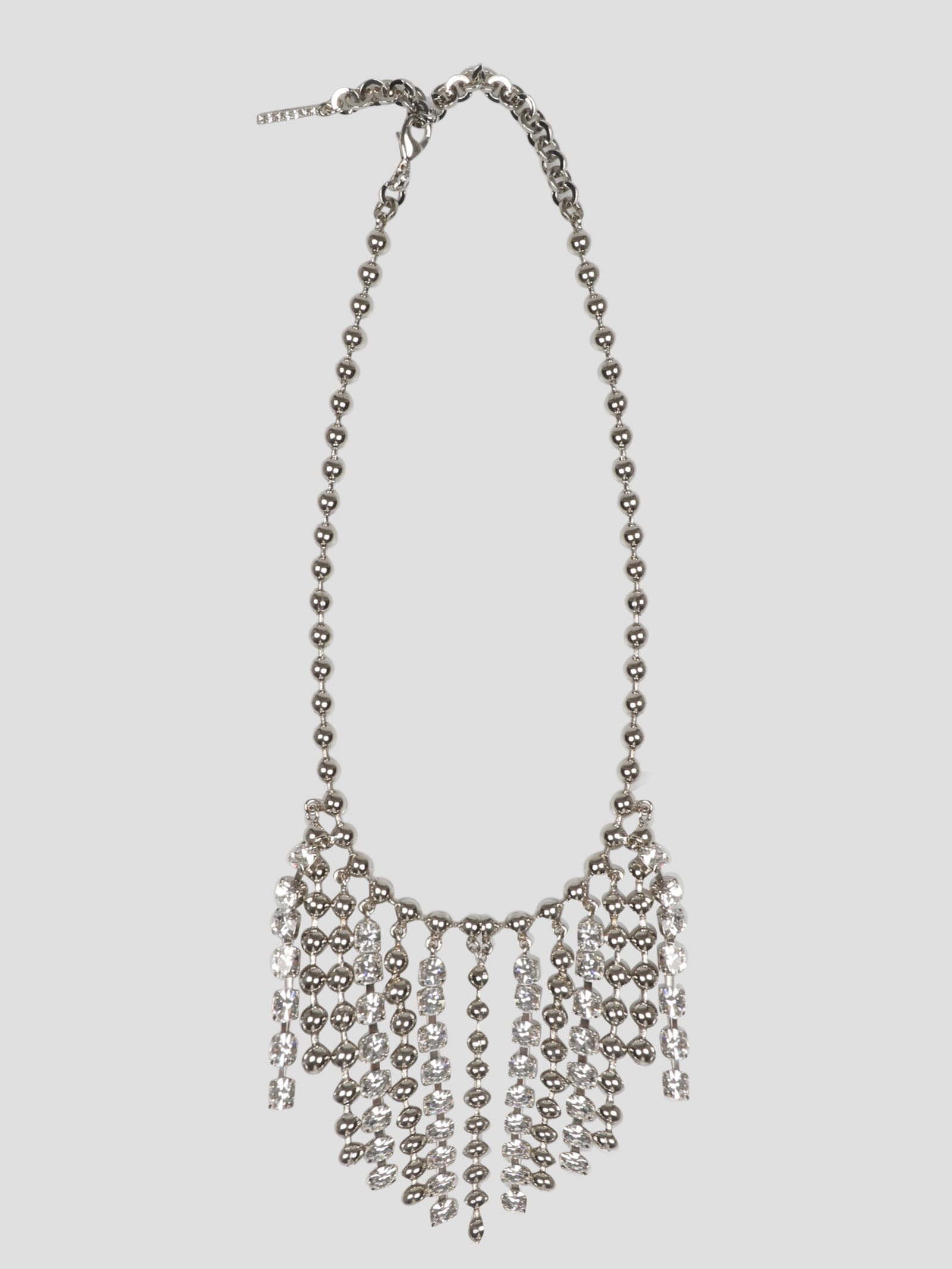 Shop Alessandra Rich Crystal And Chain Fringes Necklace In Metallic
