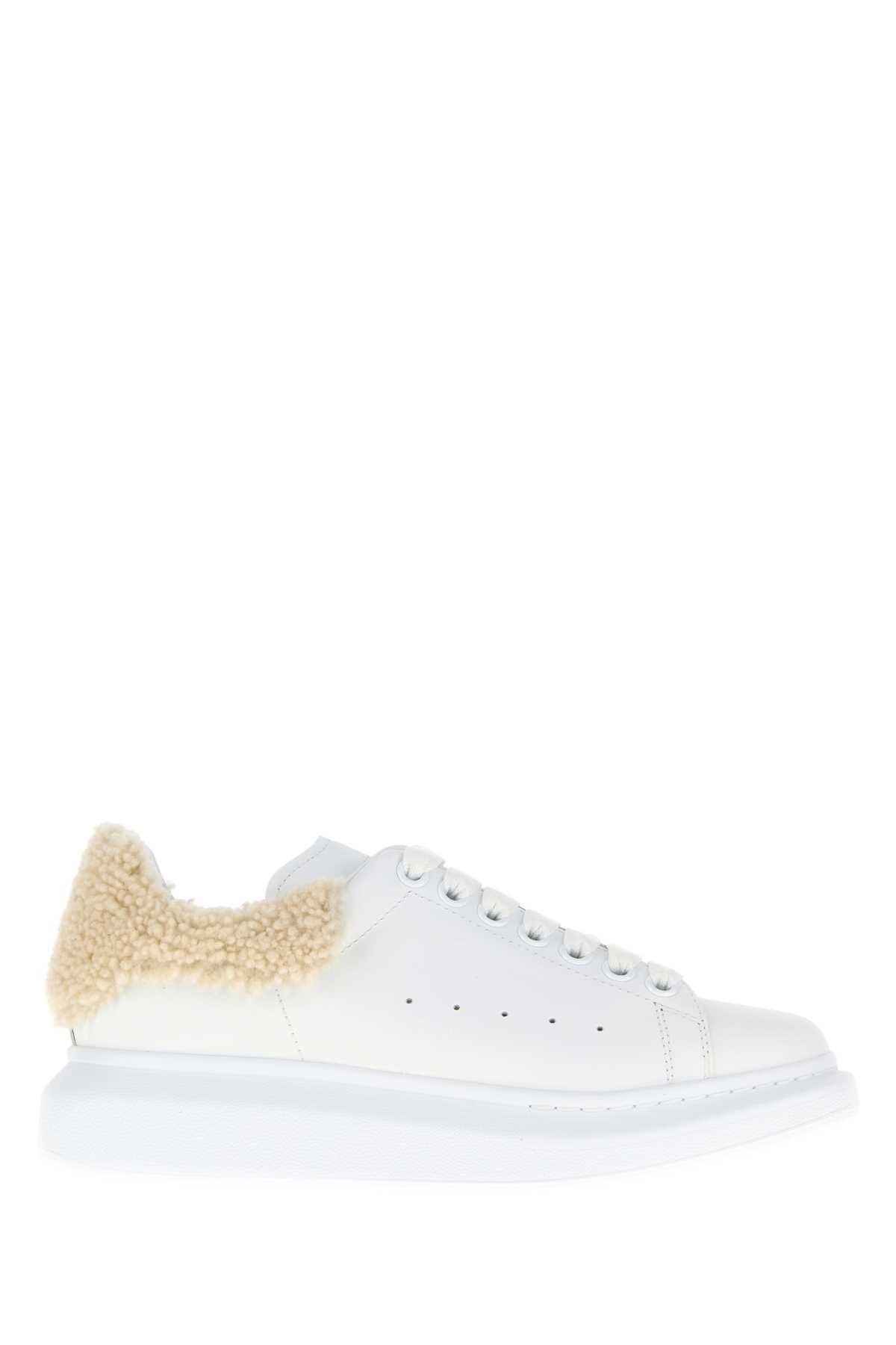 Alexander Mcqueen Mcqueen Oversize Genuine Shearling Trim Sneaker In White