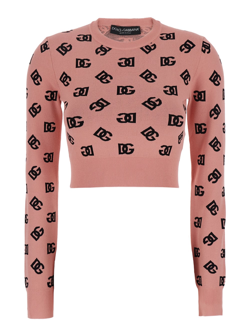 Dolce & Gabbana Crew Neck Cropped Knitwear In Pink