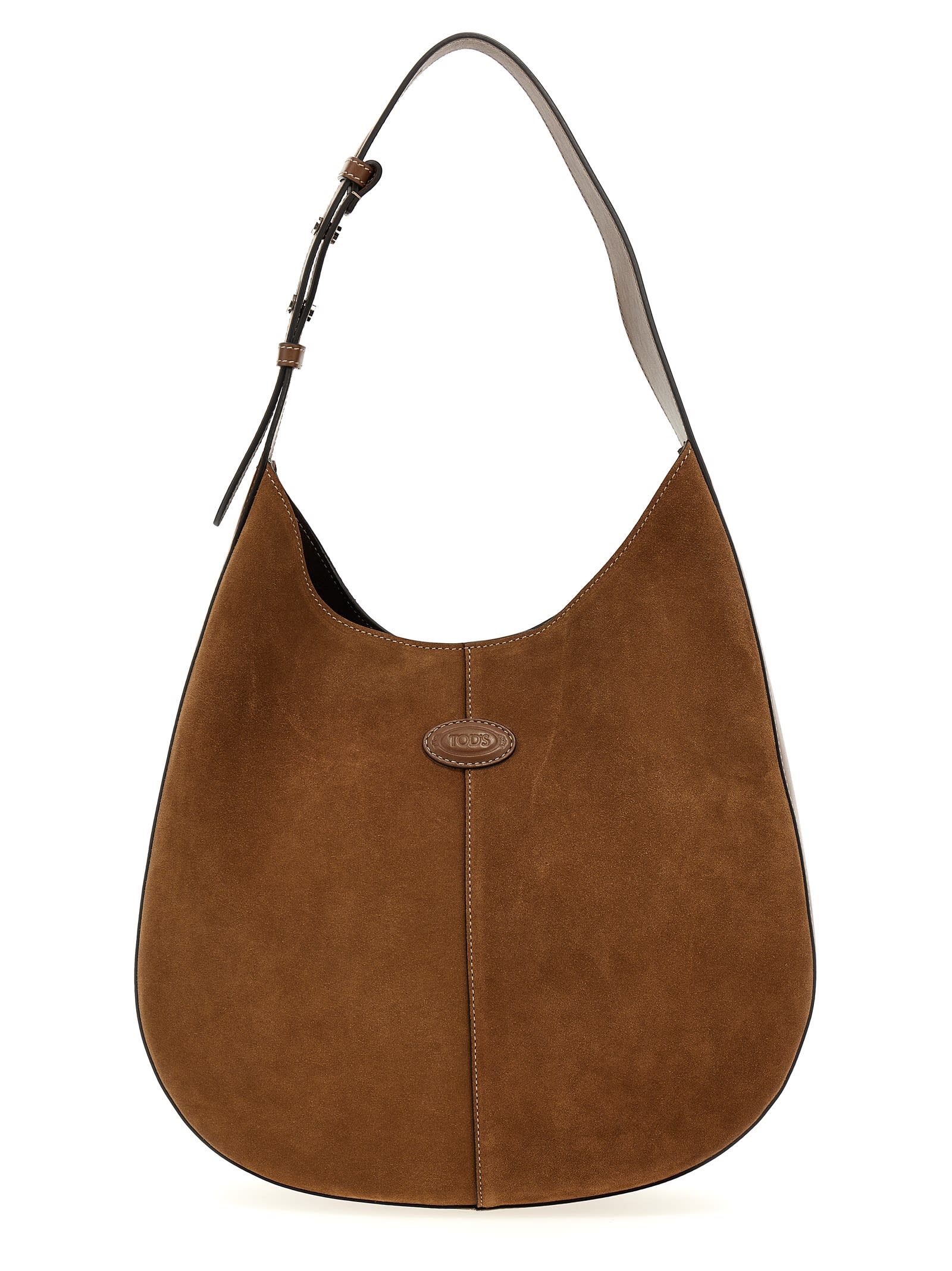 Shop Tod's Suede Leather Hobo Bag In Brown