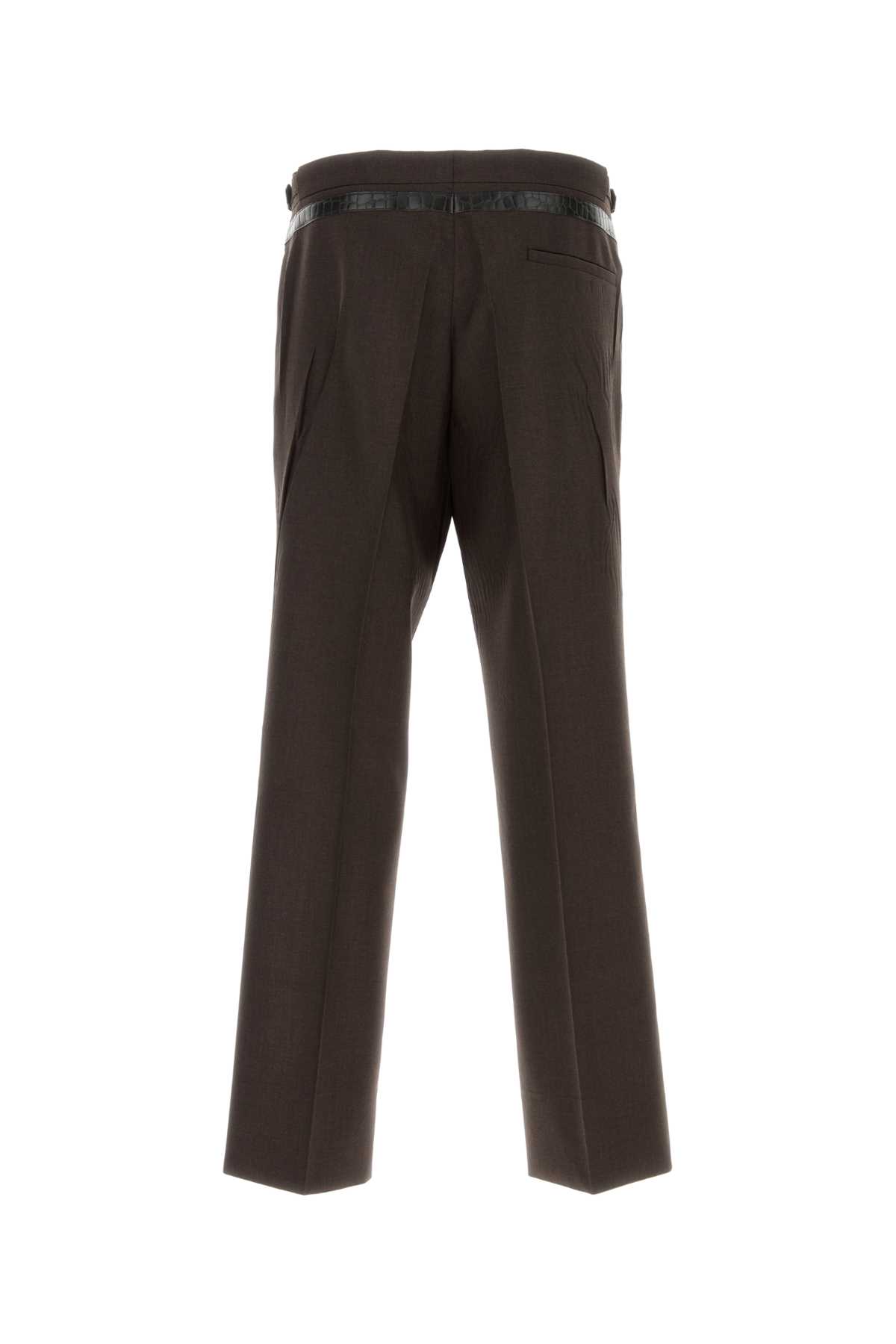 Prada Pantalone Dalla Gamba Ampia In Misto Mohair Testa Di Moro Uomo In Ebano