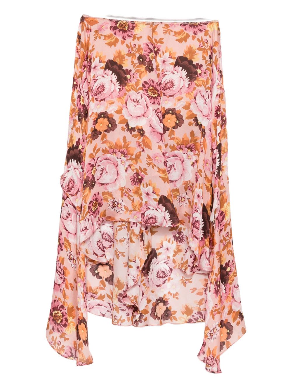 Chloé Silk Printed Skirt In Pink