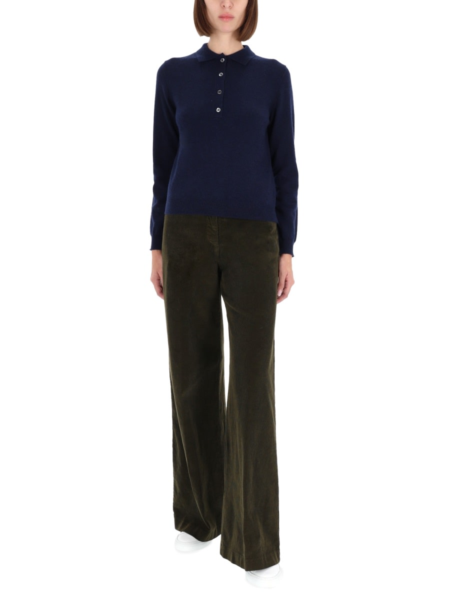 Aspesi Cashmere Polo Shirt In Blue