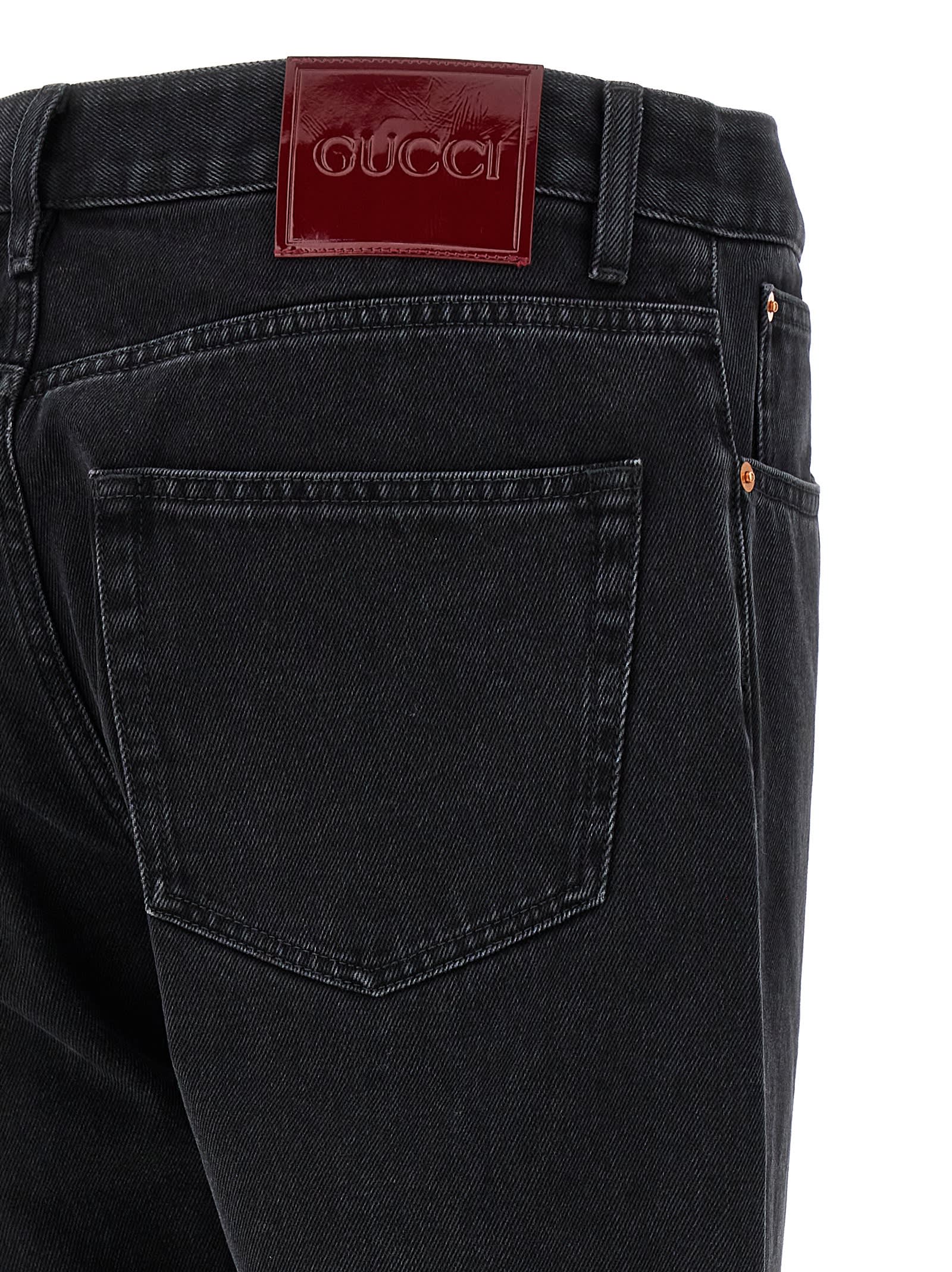 Shop Gucci Web Tape Jeans In Black