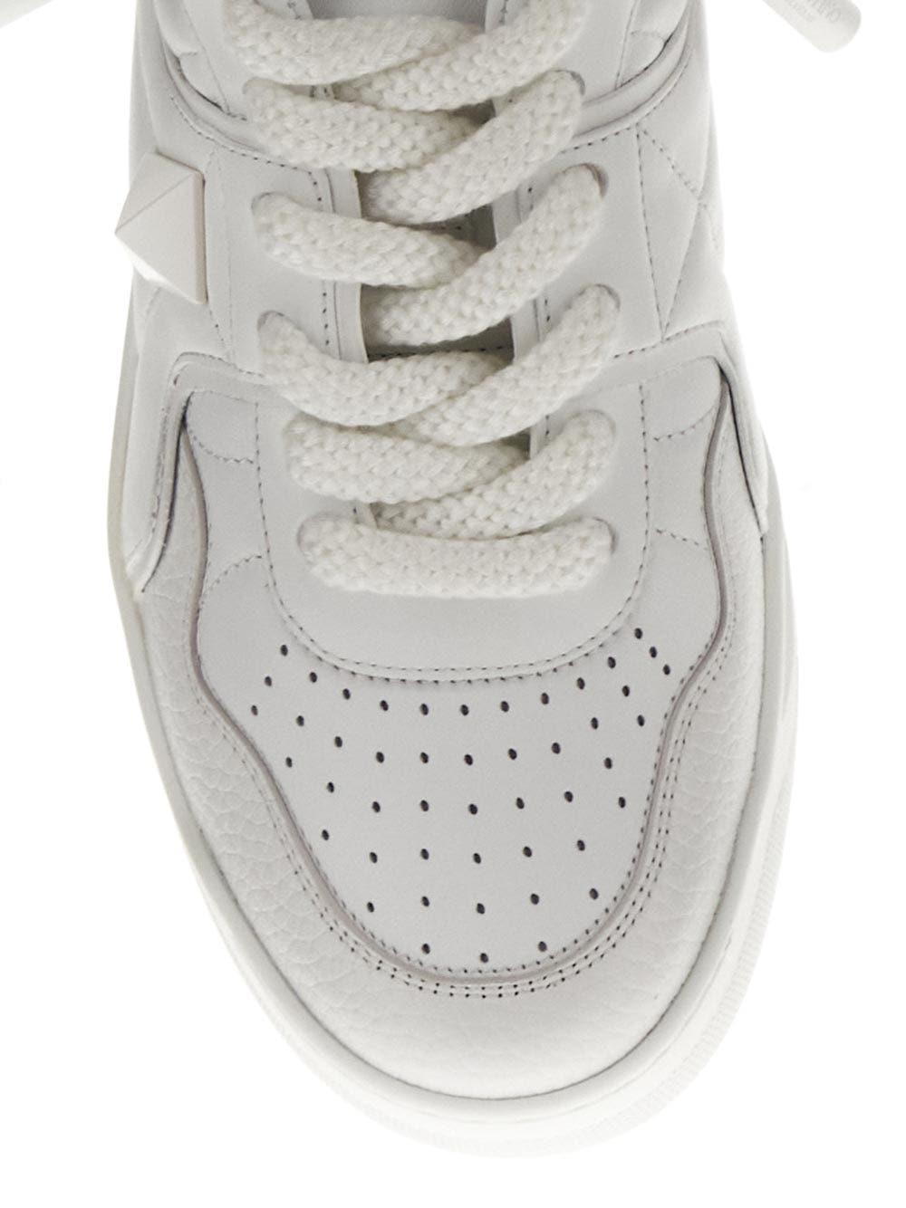 Shop Valentino White Leather Sneakers