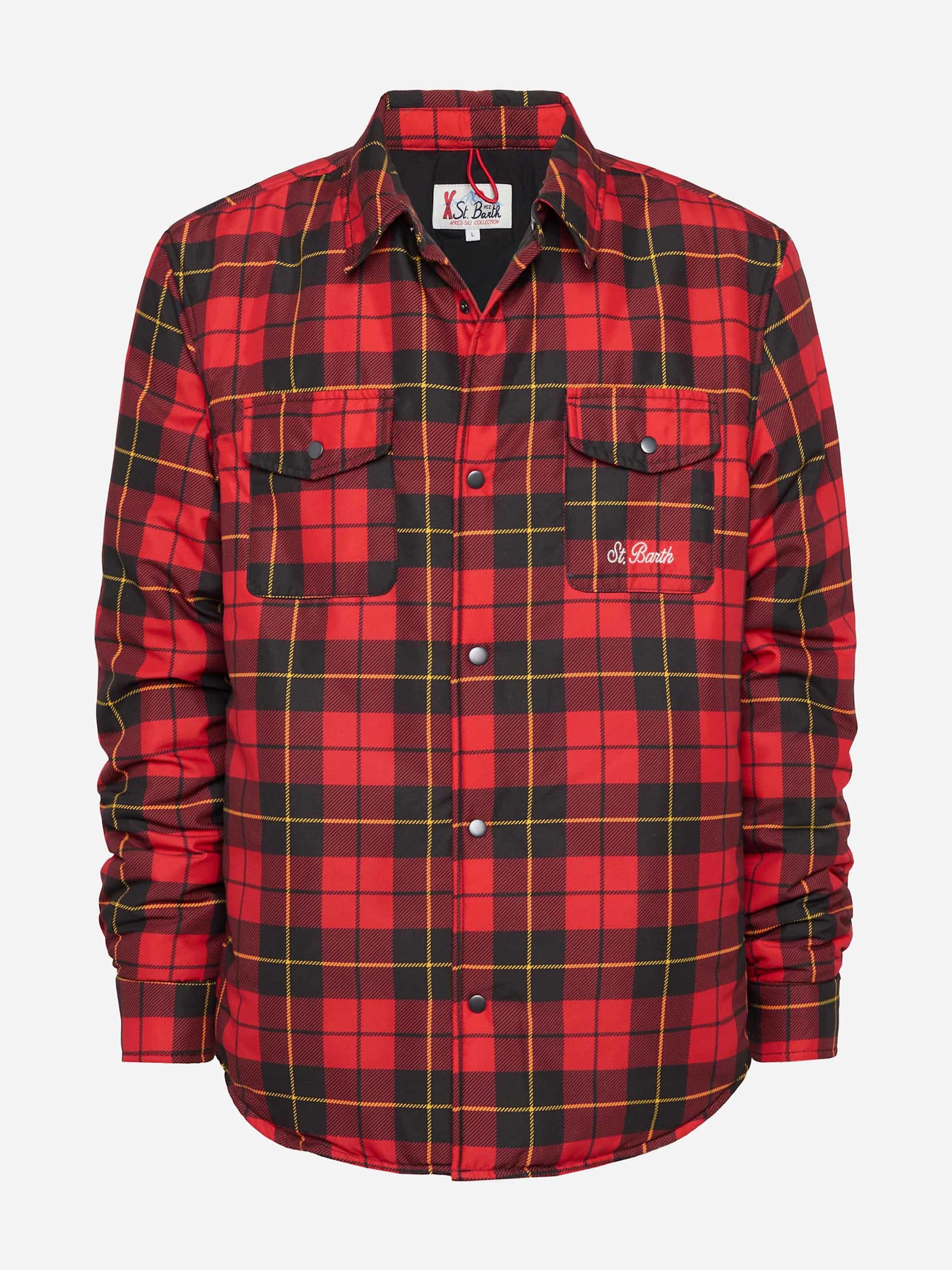 Mc2 Saint Barth Technic Fabric Overshirt Chalet With Check Print In Red