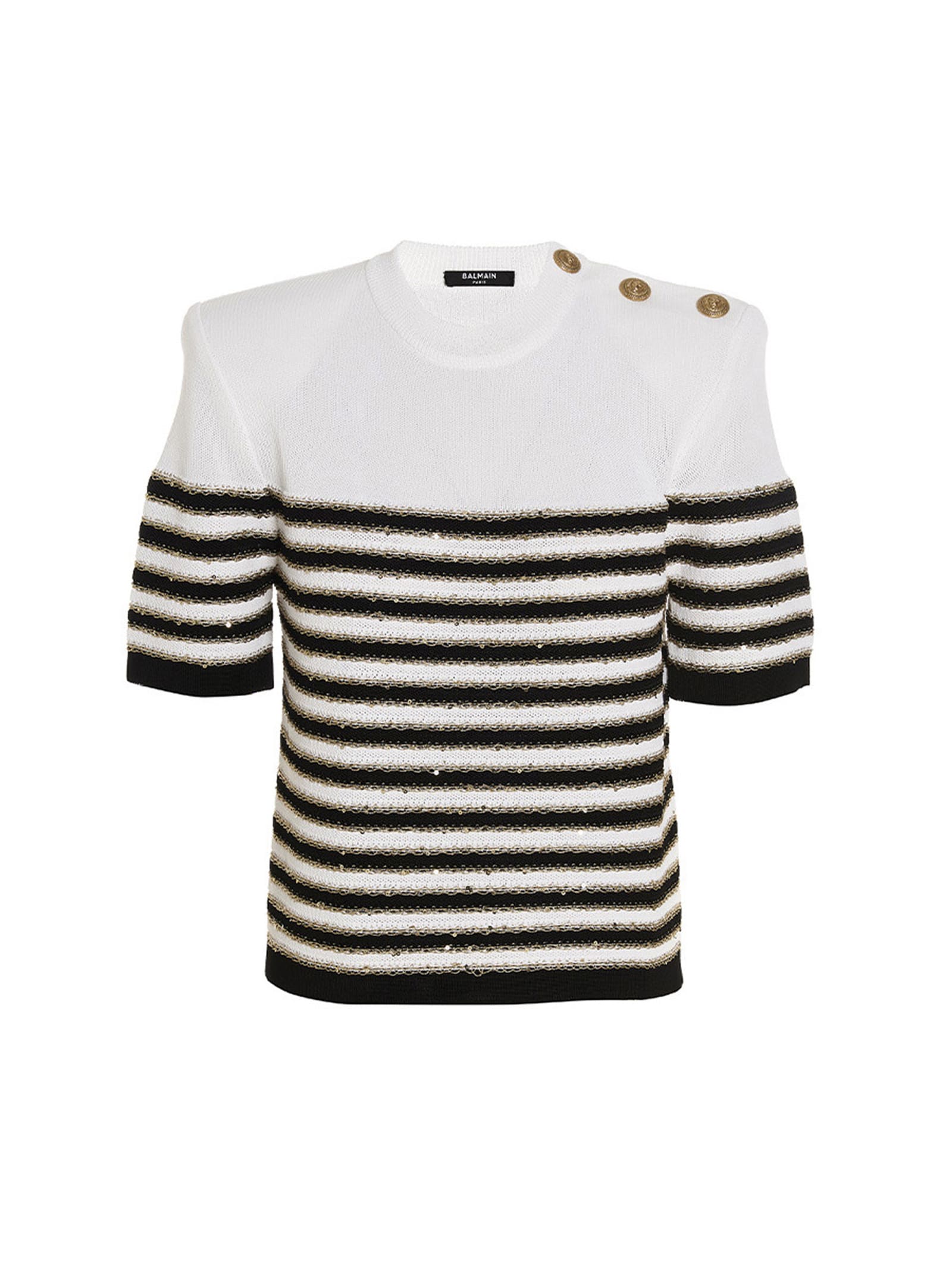 Balmain striped monogram knit hoodie –