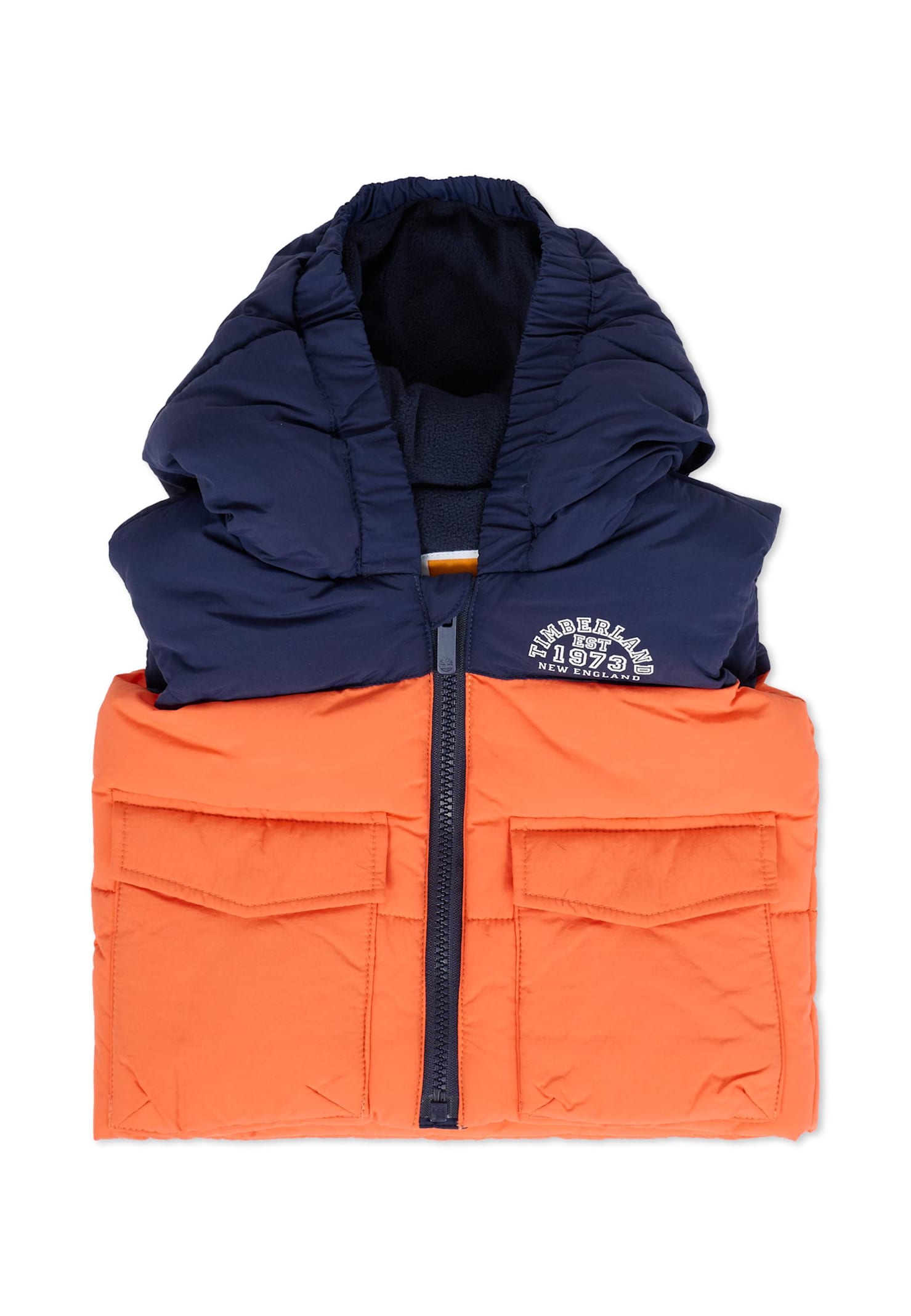 Timberland Orange Vest For Baby Boy With Logo In Multi
