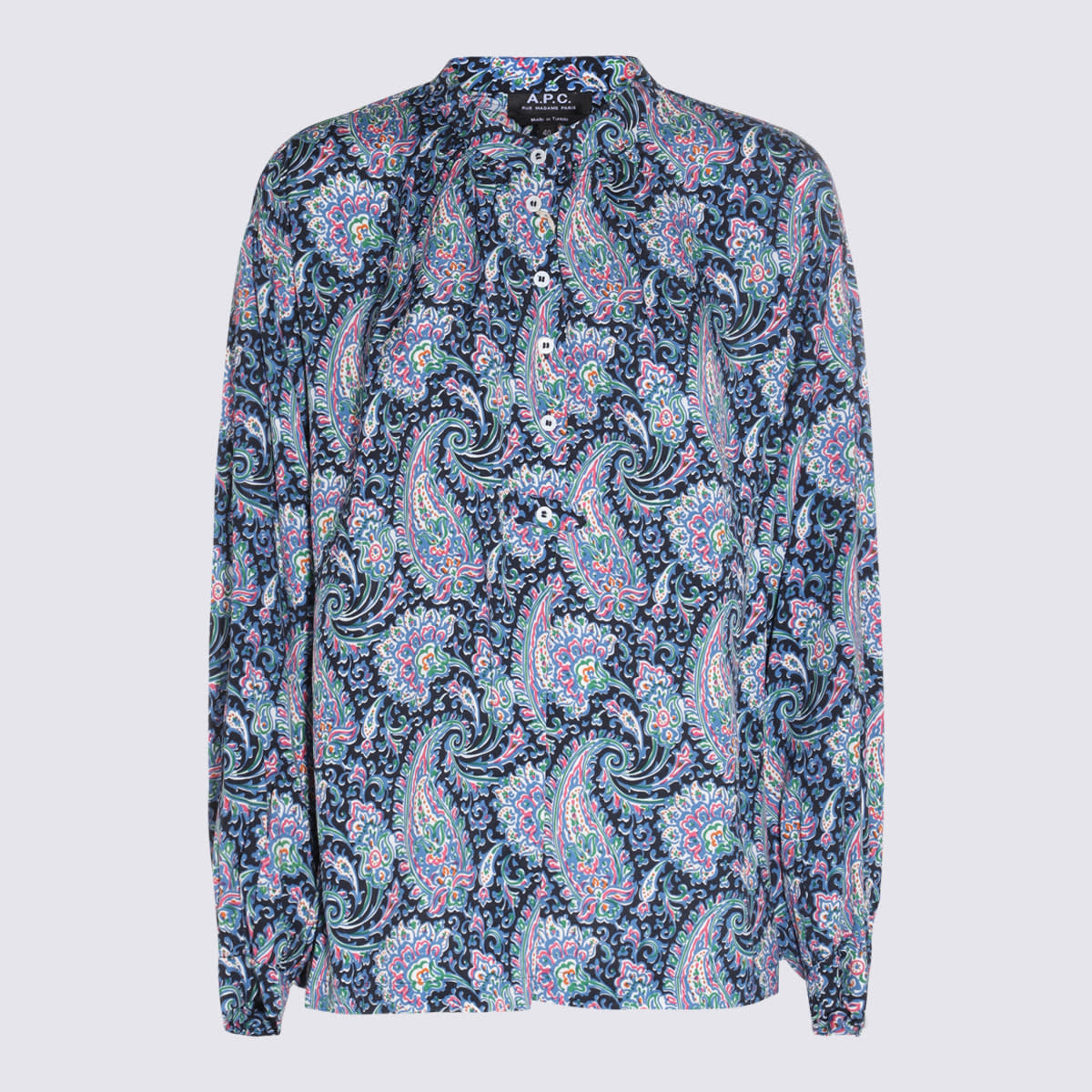 Shop Apc Multicolour Viscose Blouse In Blue