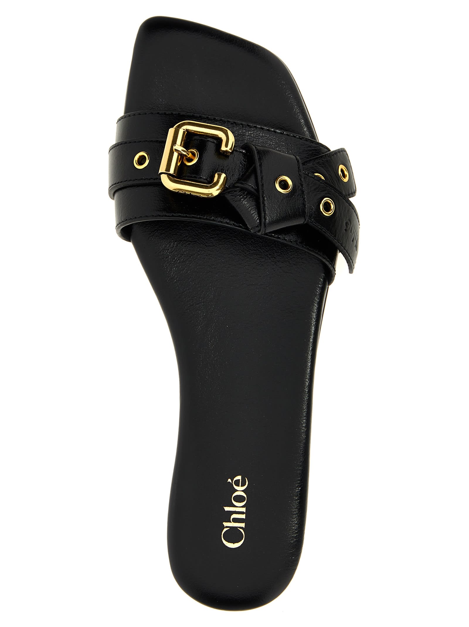 Chloé Mae Knotted-strap Leather Flat Sandals In Black