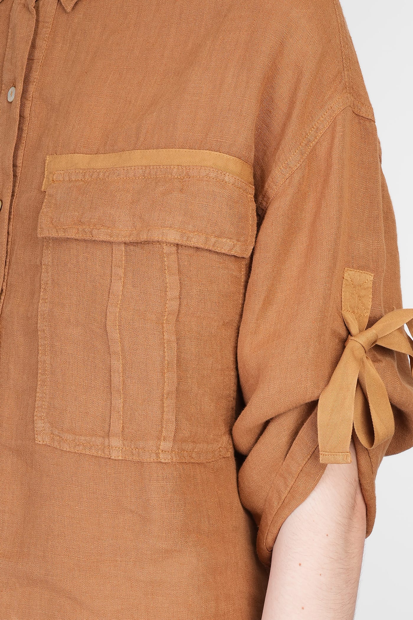 120% Lino Shirt In Brown Linen