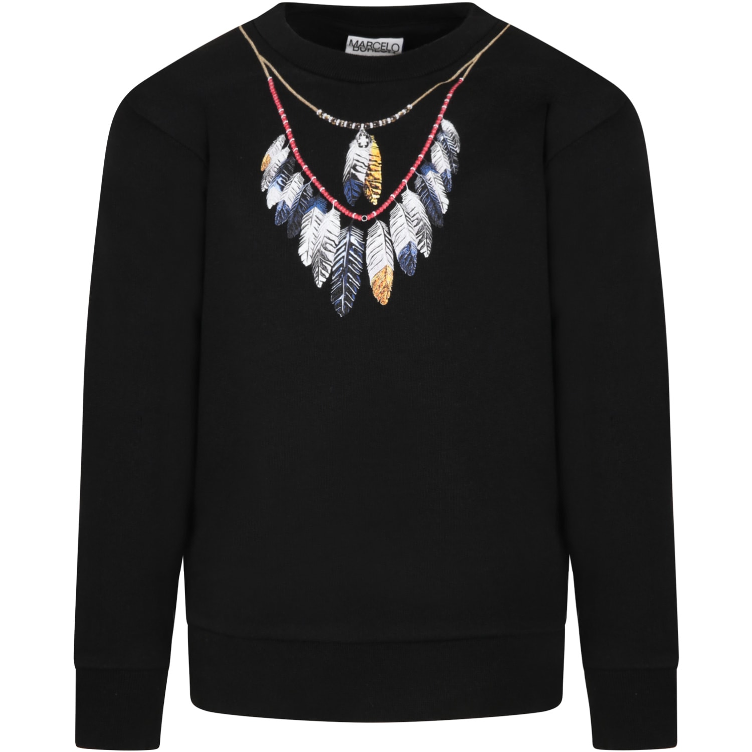 Marcelo Burlon Black Sweatshirt For Boy With Feathers