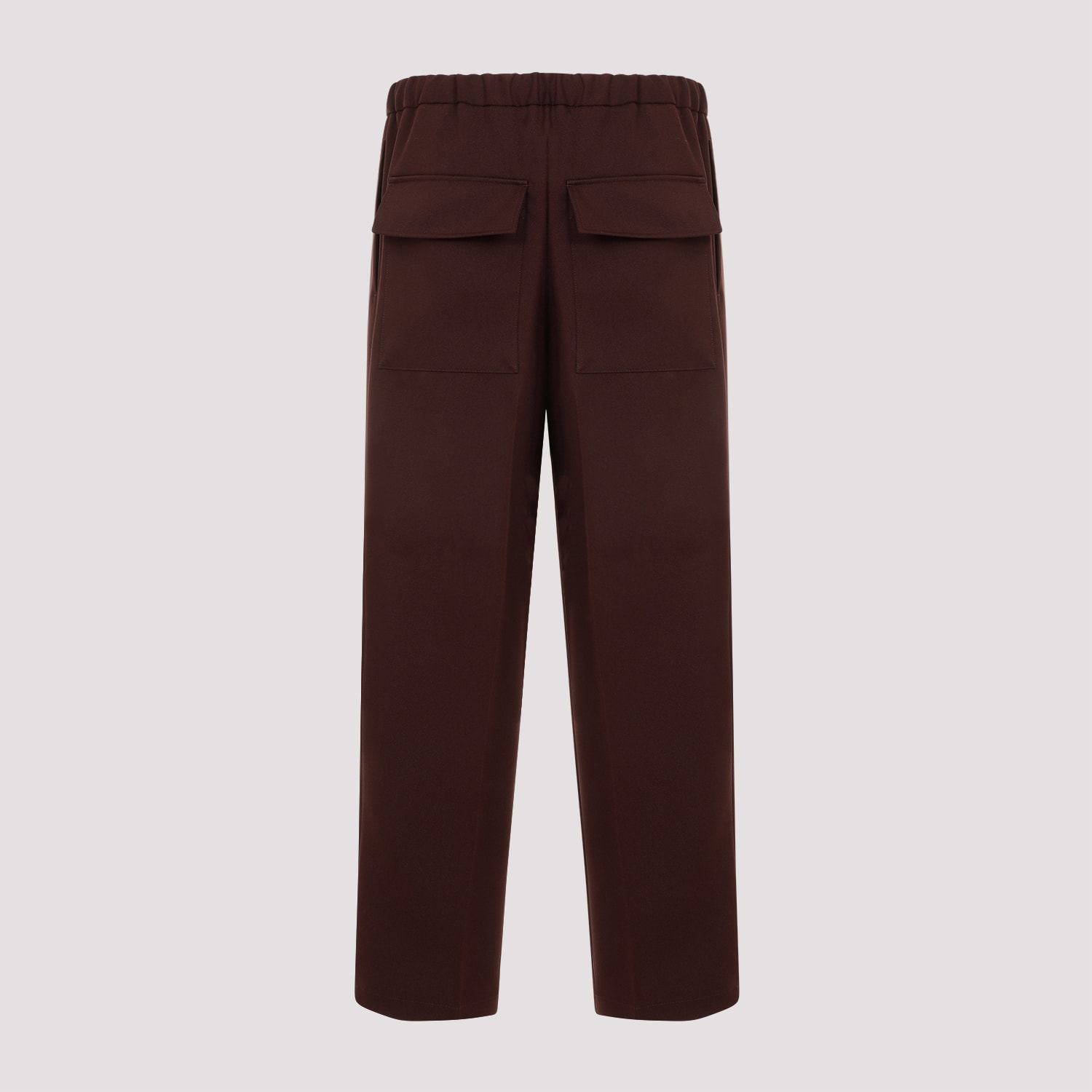 Jil Sander Polyester Trousers With Flap Pockets And Front Creases In Brown