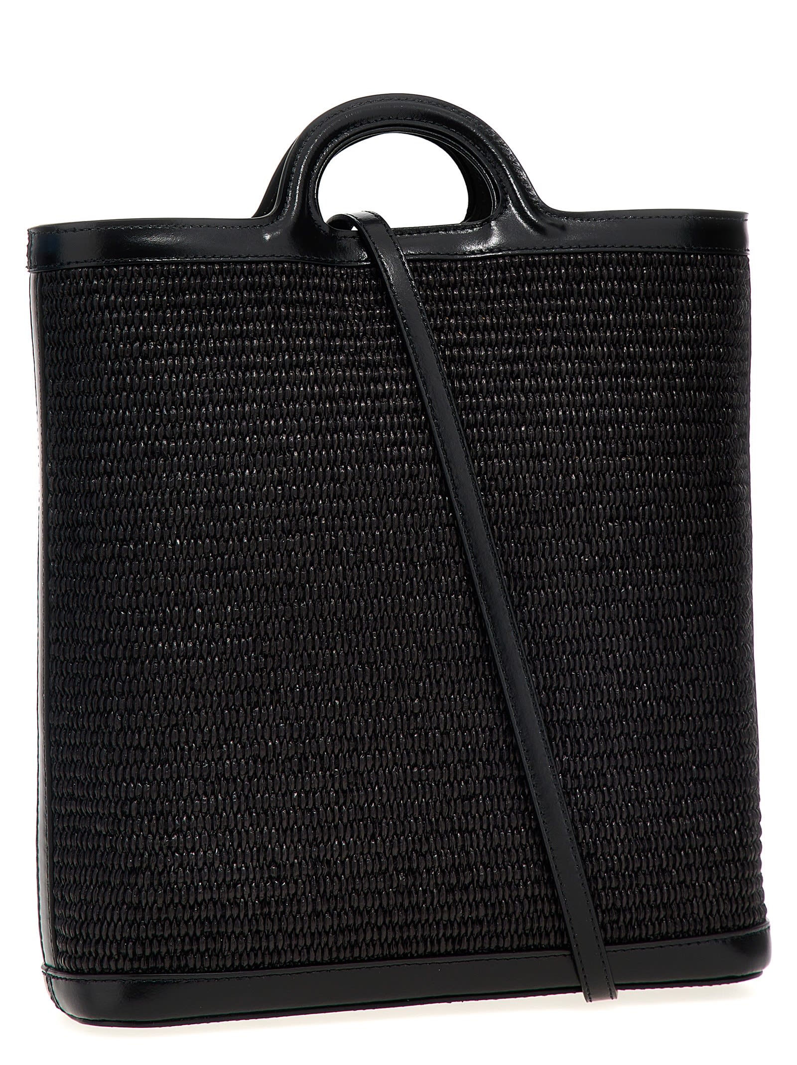 Marni Leather And Fabric Stylish Bag In Black
