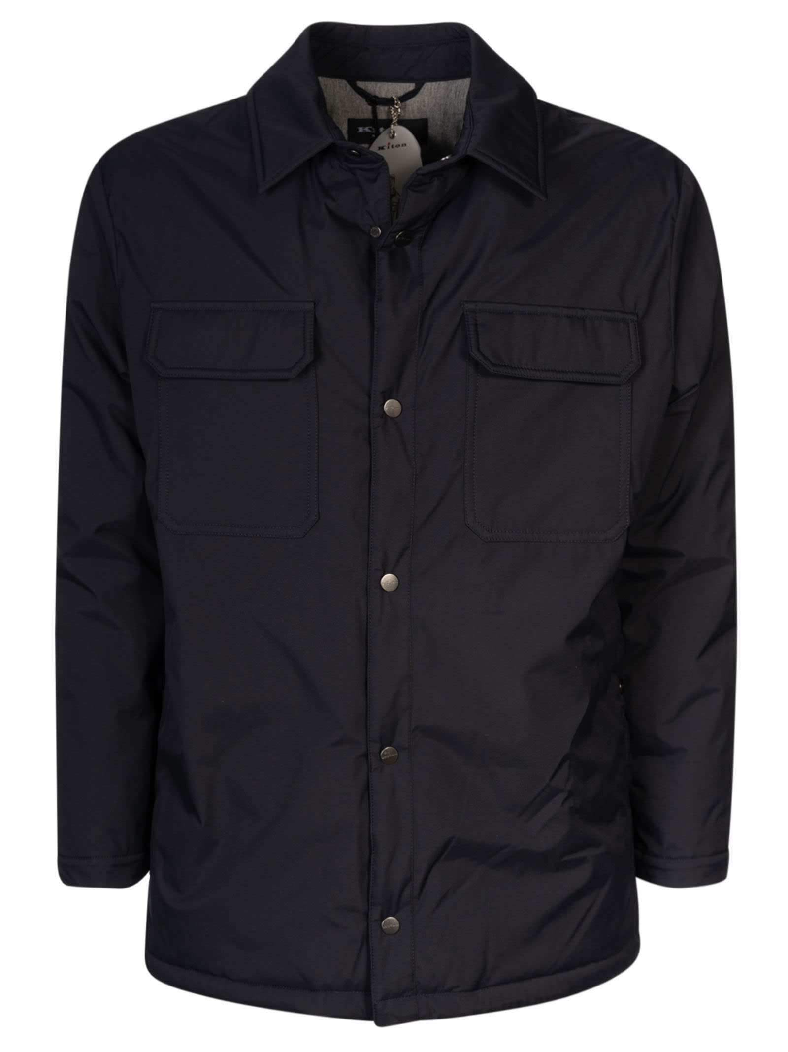 Kiton Cargo Pocket Buttoned Shirt In Blue