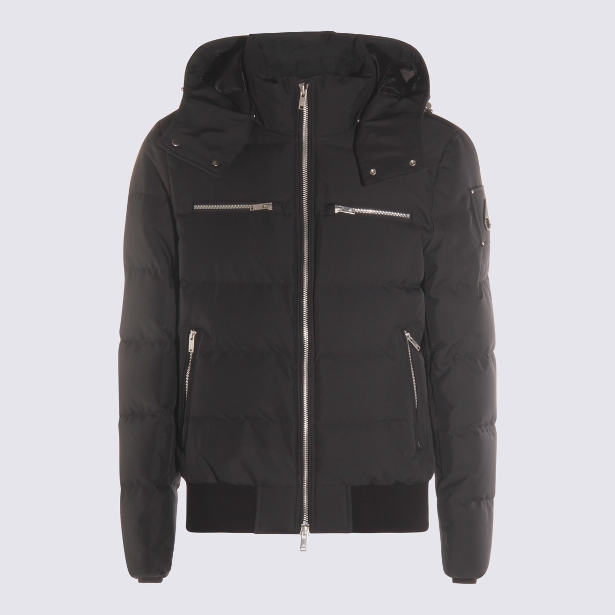 Moose Knuckles Navy Blue Polyester Cloud Bomber Down Jacket In Black