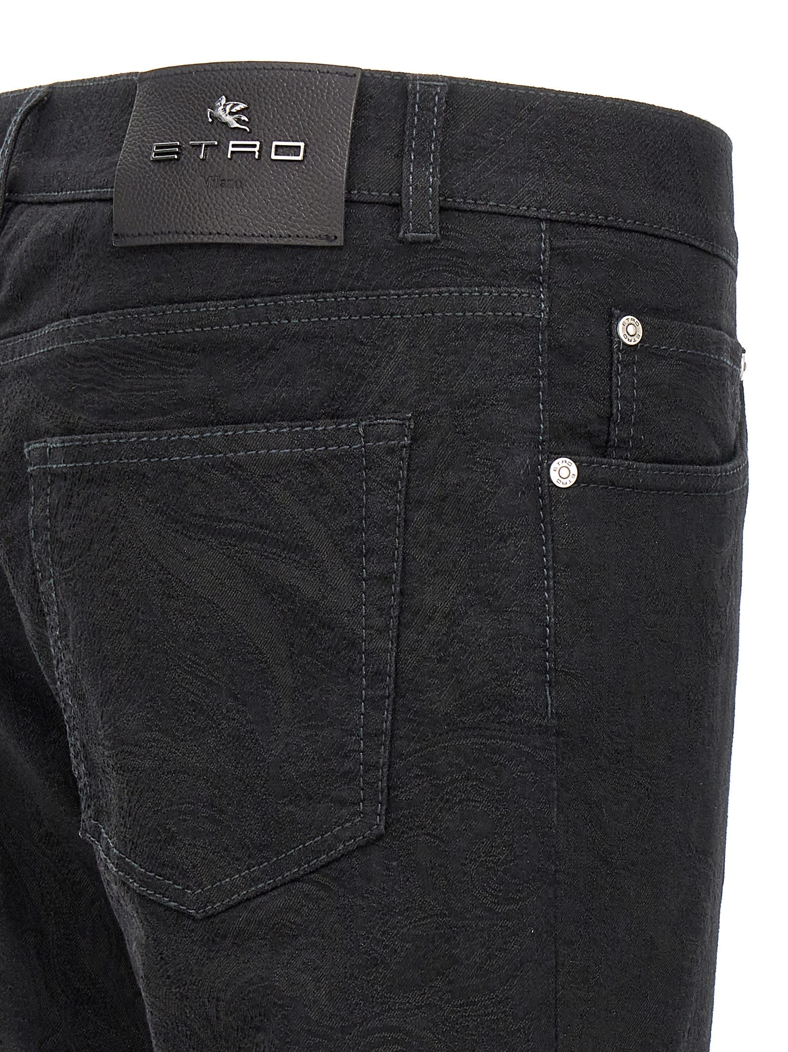 Etro Black Jacquard Jeans In Black