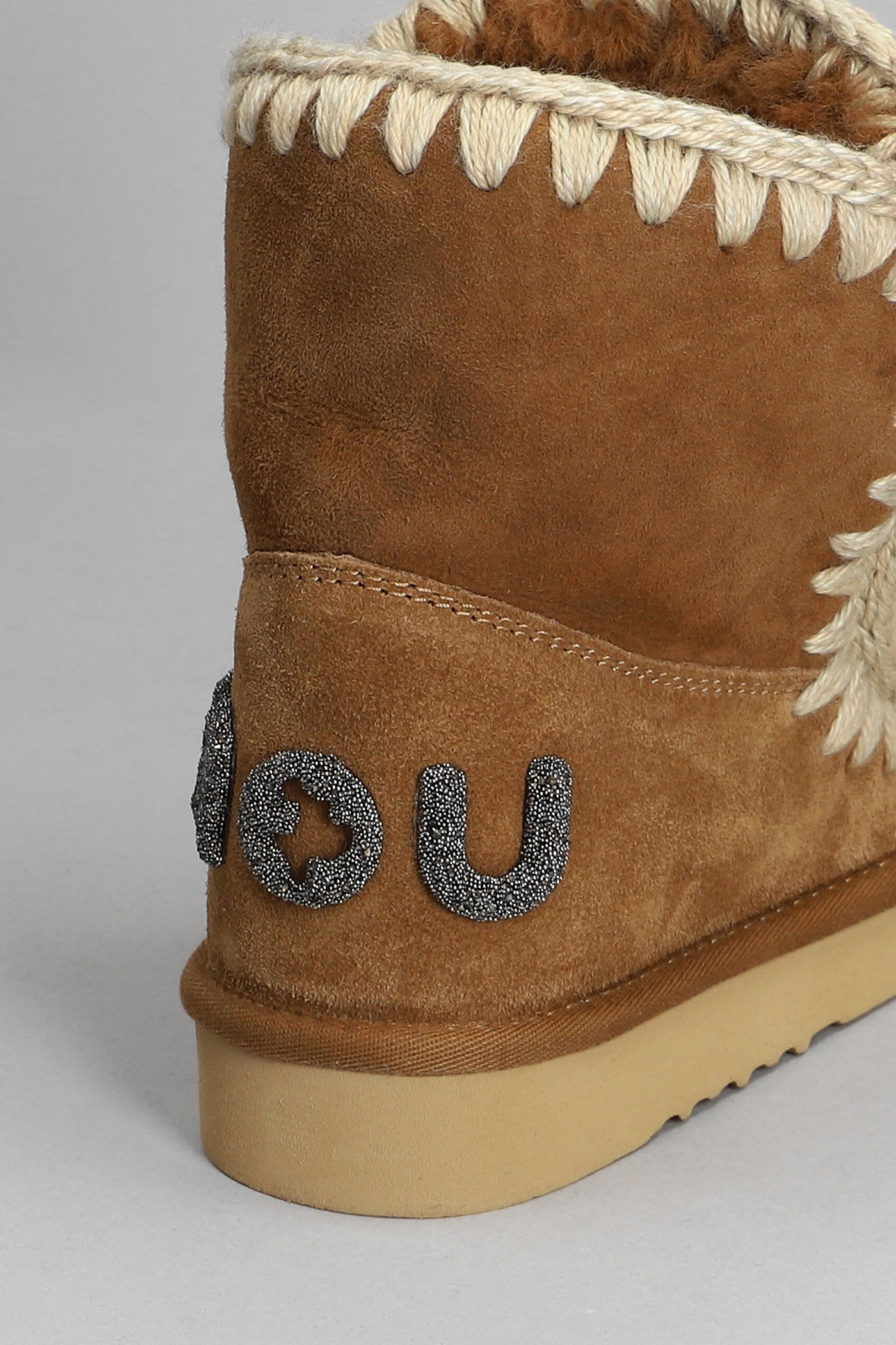 Mou Eskimo 18 Low Heels Ankle Boots In Leather Color Suede In Multi