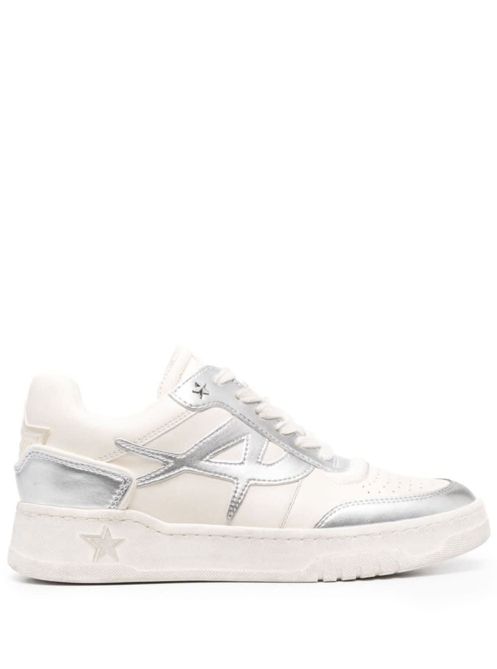 blake White Low Top Sneakers With Metallic Details In Leather Woman