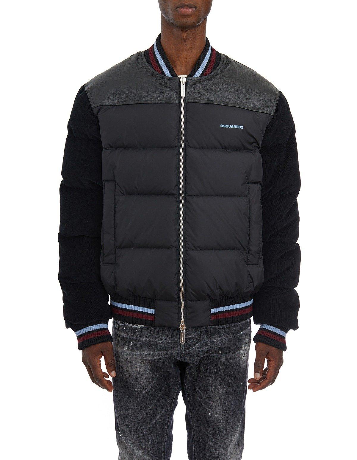 Shop Dsquared2 Mixed Puffer Bomber Jacket In Black