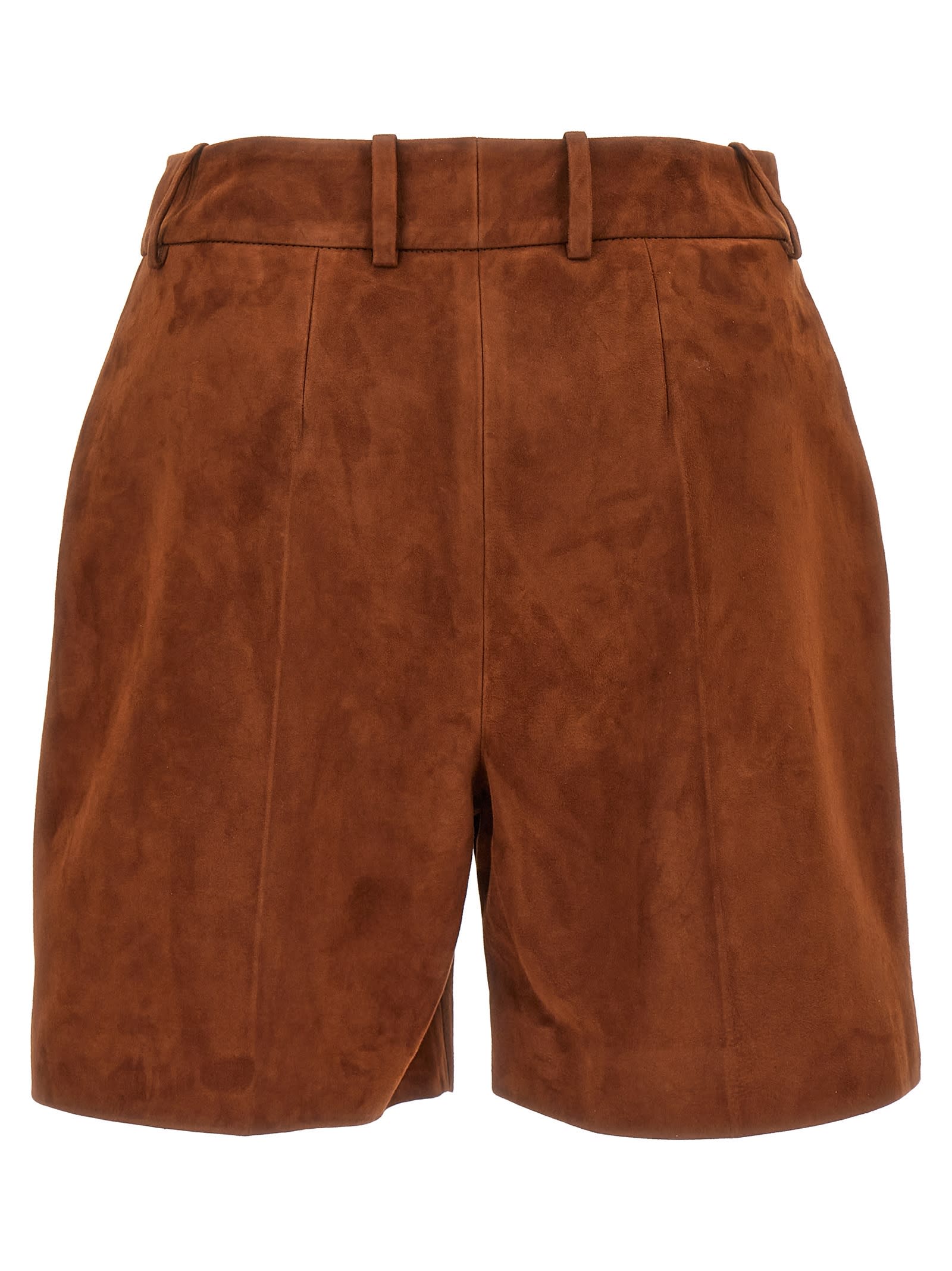 Shop Ermanno Scervino Suede Shorts In Brown