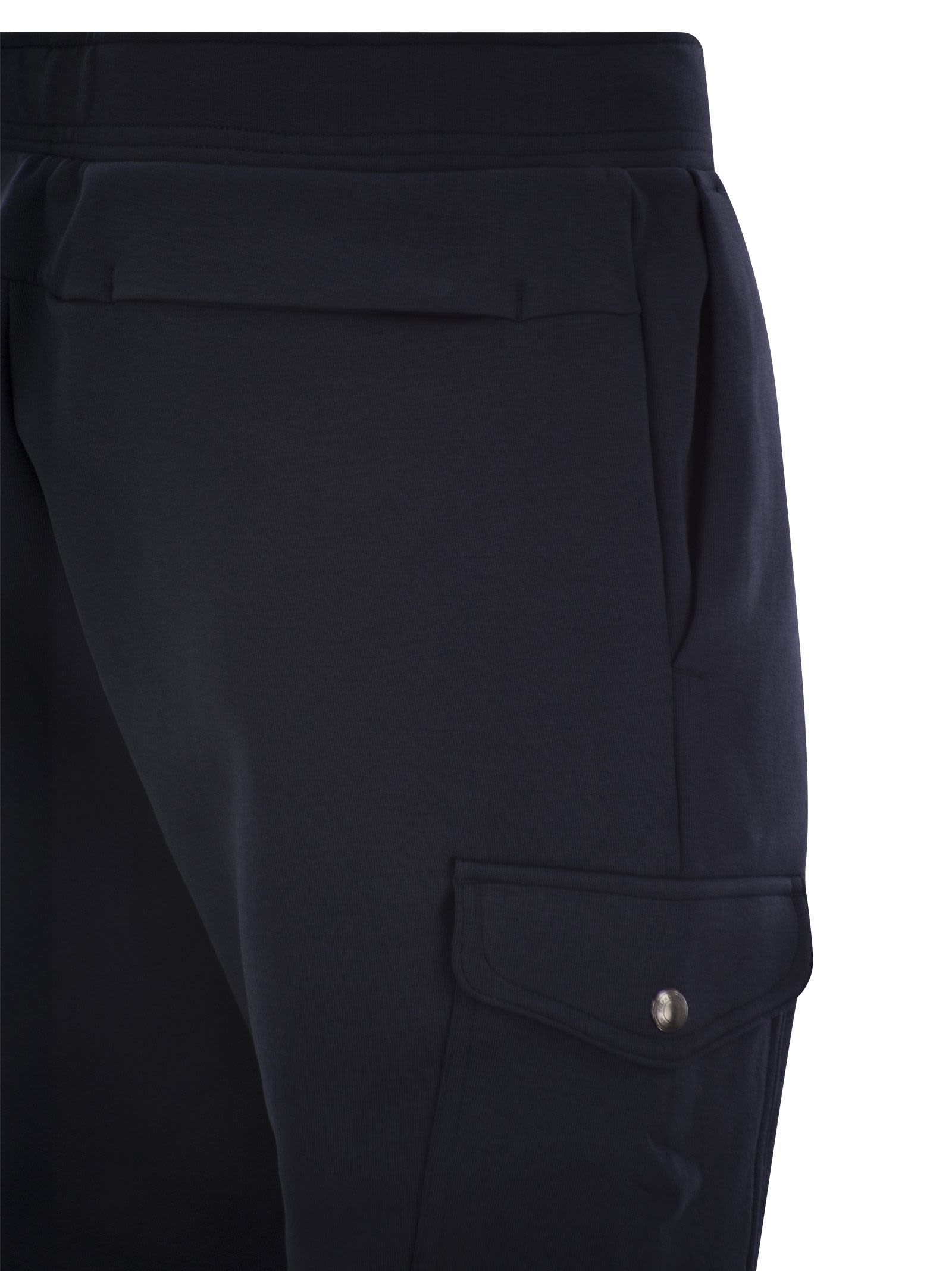 Shop Polo Ralph Lauren Double Knit Cargo Jogging Pants In Navy