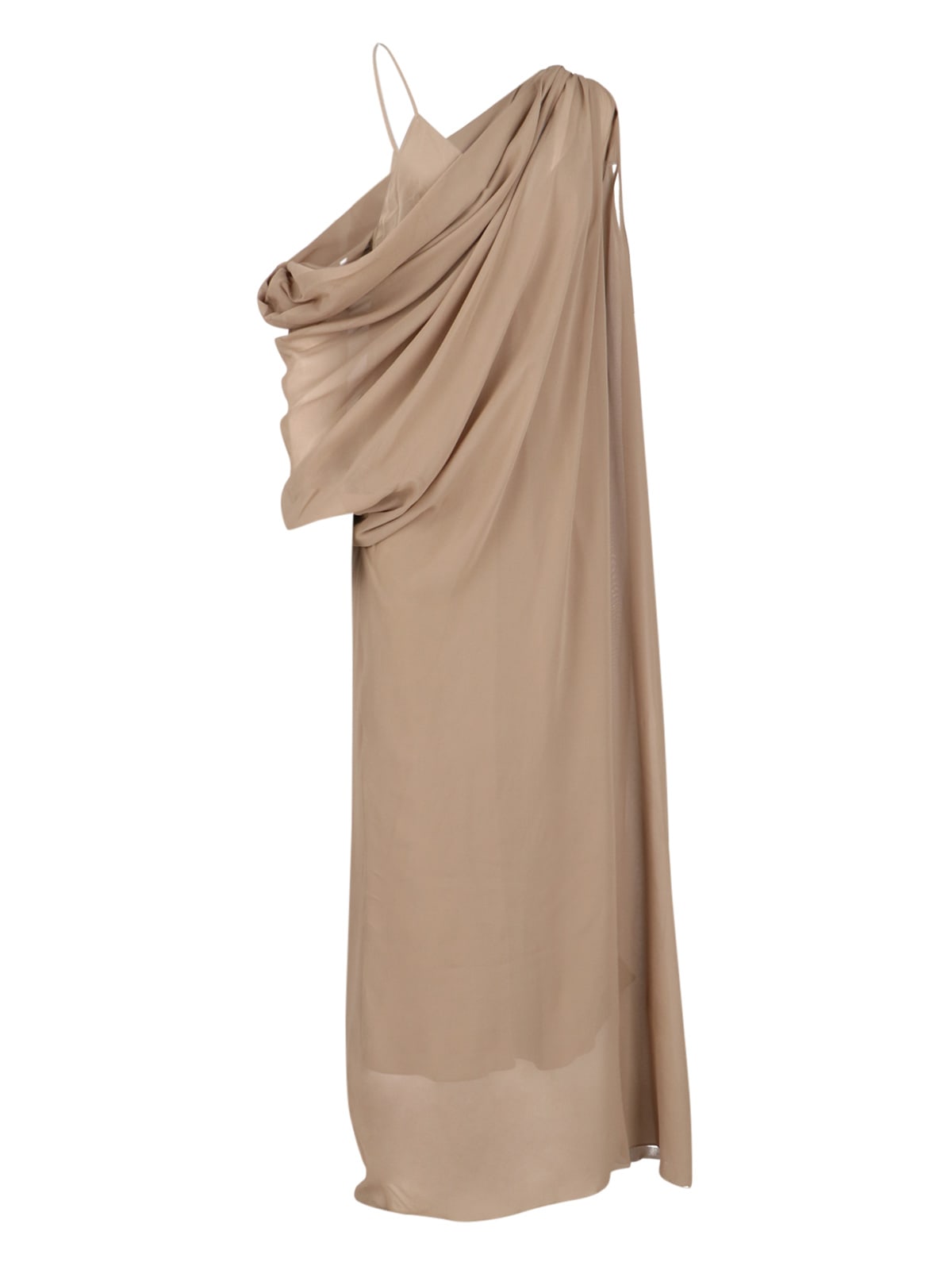 Shop Khaite Taj Draped Maxi Dress In Beige