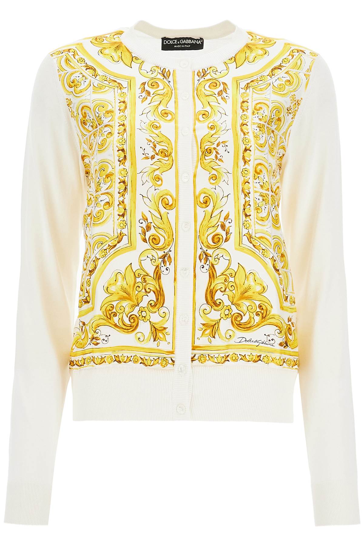 Shop Dolce & Gabbana Maiolica Print Silk Card In Tris Maiolica Giallo (white)