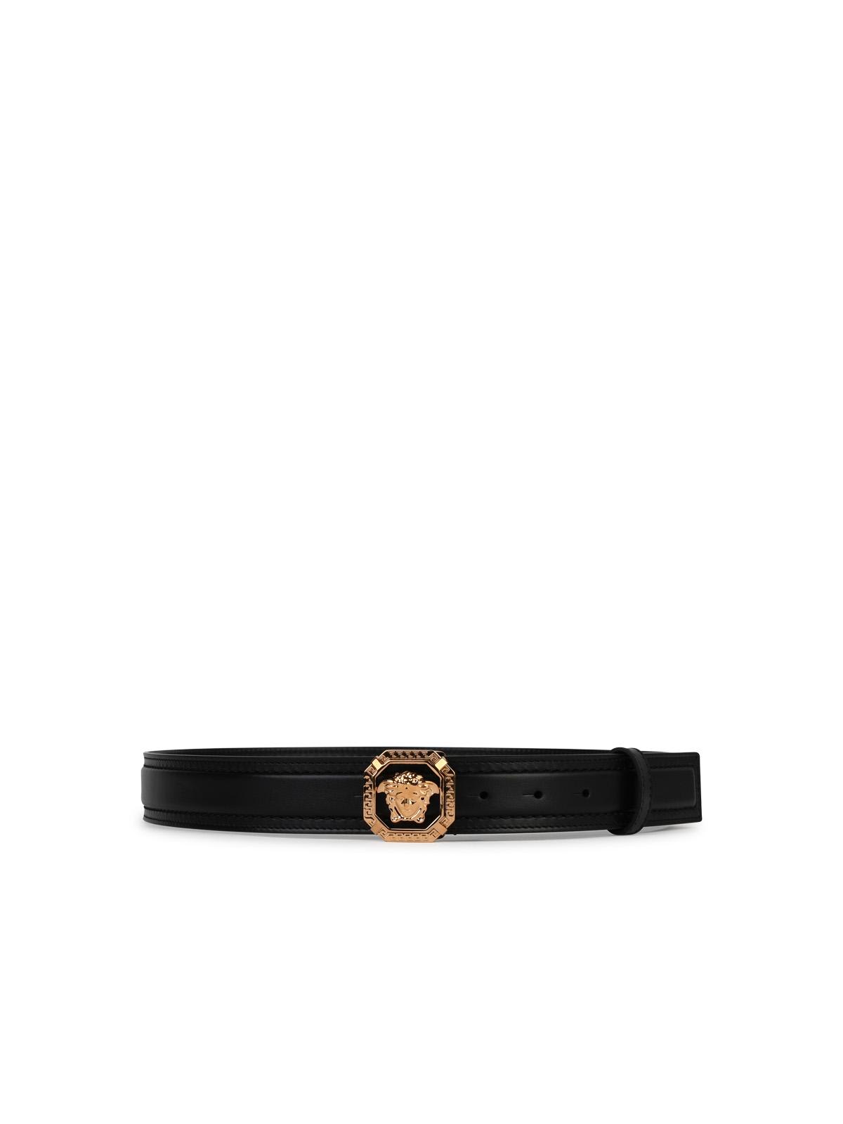 la Medusa Black Leather Belt