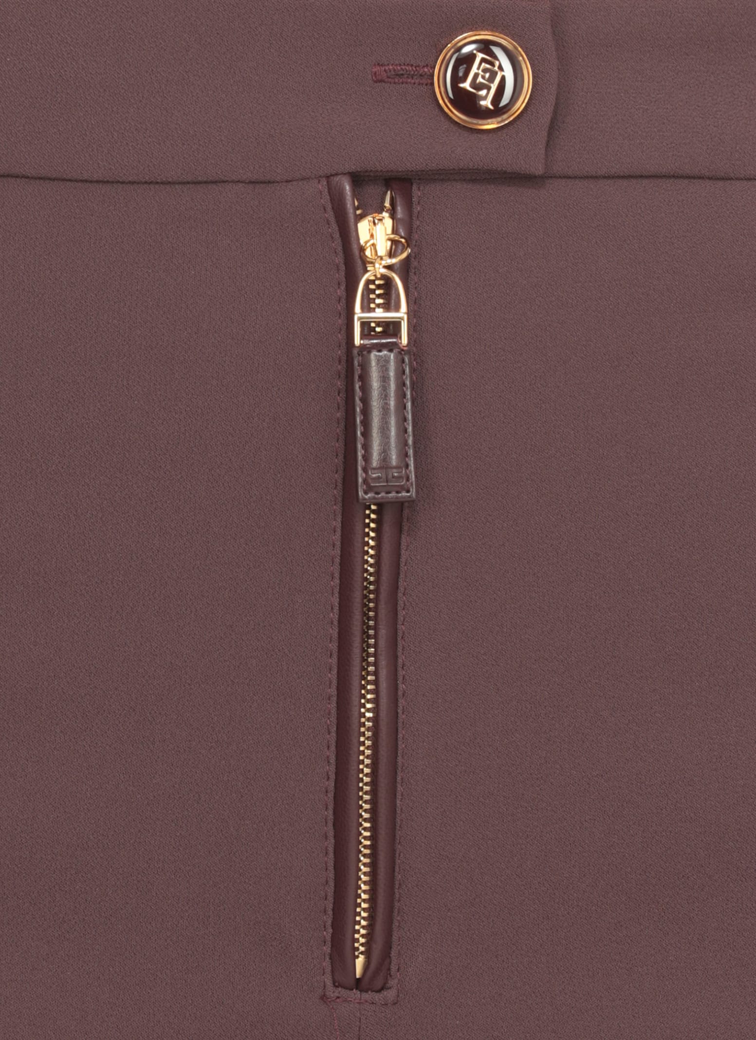 Elisabetta Franchi Cropped Brown Straight-leg Trousers With High Waist In Multi
