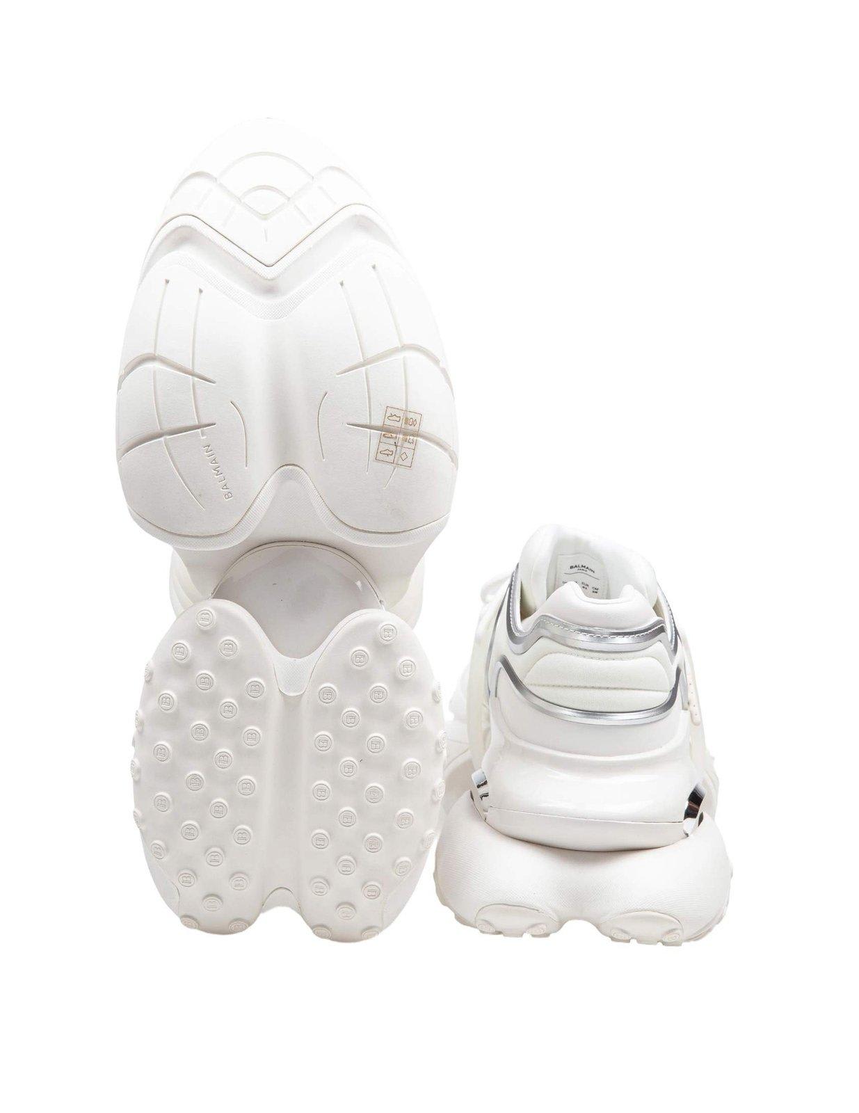 Shop Balmain Unicorn Wave Panelled Sneakers In White