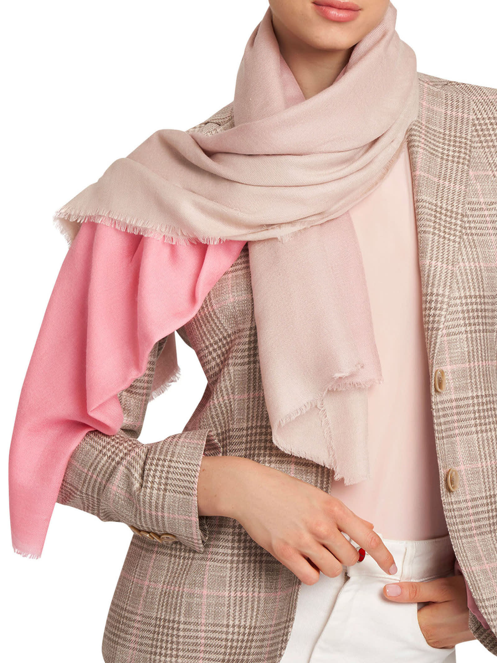 Shop Kiton Scarf Wool In Rose