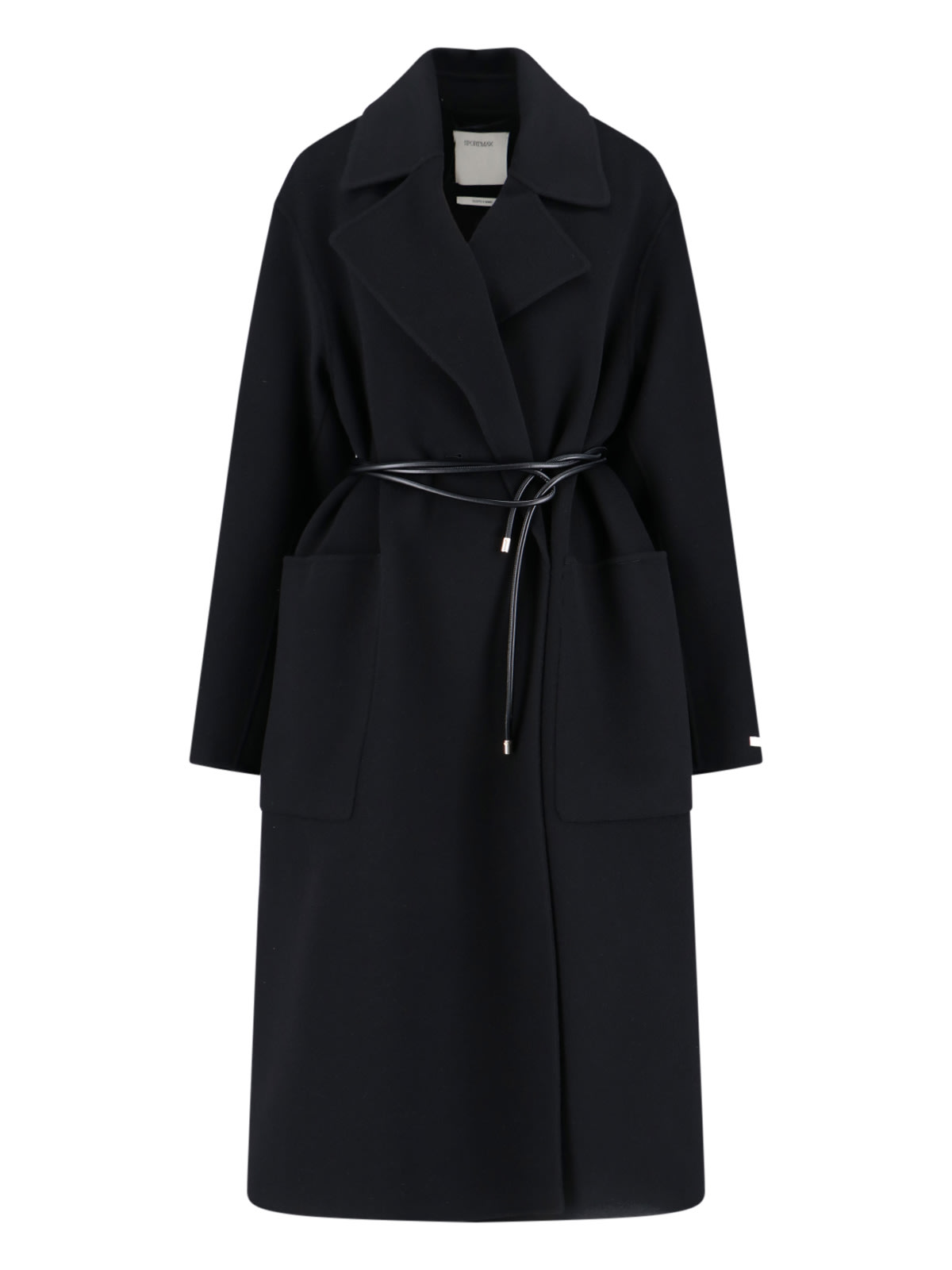 Sportmax Tie-cord Detail Single-breasted Coat In Black