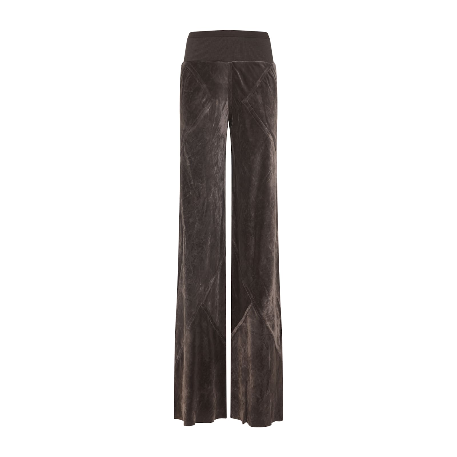 Rick Owens Wide-leg Trousers With Ribbed Waistband In Brown