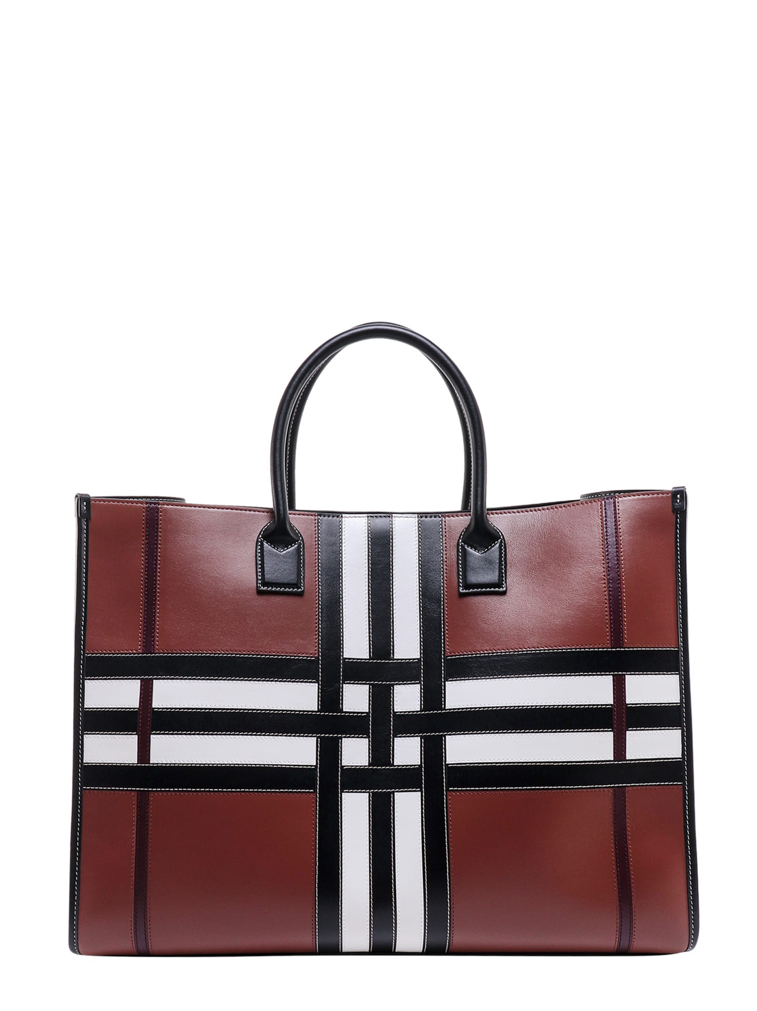 Burberry Exaggerated Check Leather Tote